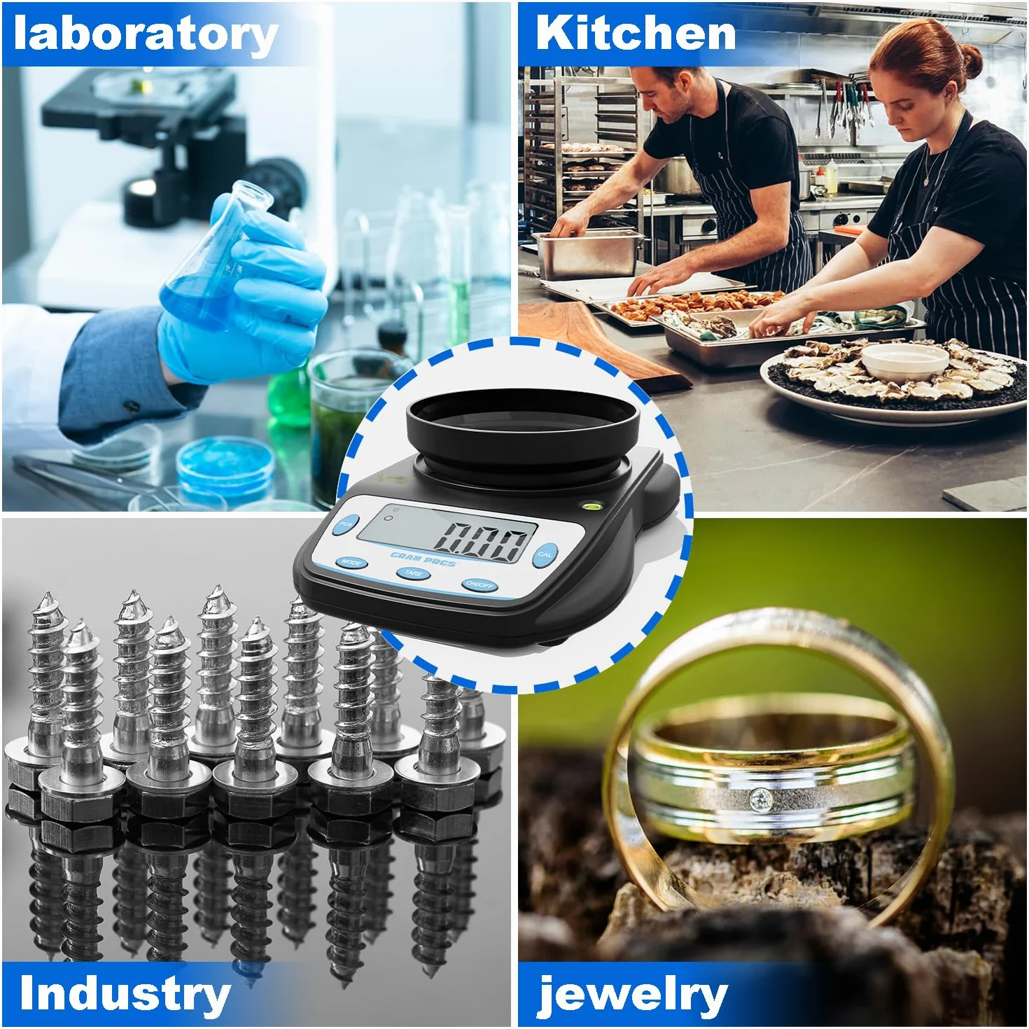 GRAM PRES Cyfrowa waga laboratoryjna 600 g x 0,01 g, dokładność, elektroniczna, precyzyjna waga gramowa, waga analityczna, waga naukowa, do biżuterii, proszku, monet itp.