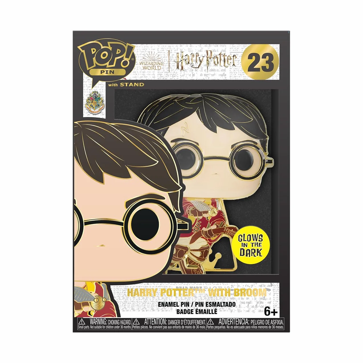 Funko Large POP! Przypinka emaliowana - Harry Potter POA 20th - Harry Potter na miotle Przypinki emaliowane - Śliczna kolekcjonerska broszka - do plecaków i toreb - Pomysł na prezent