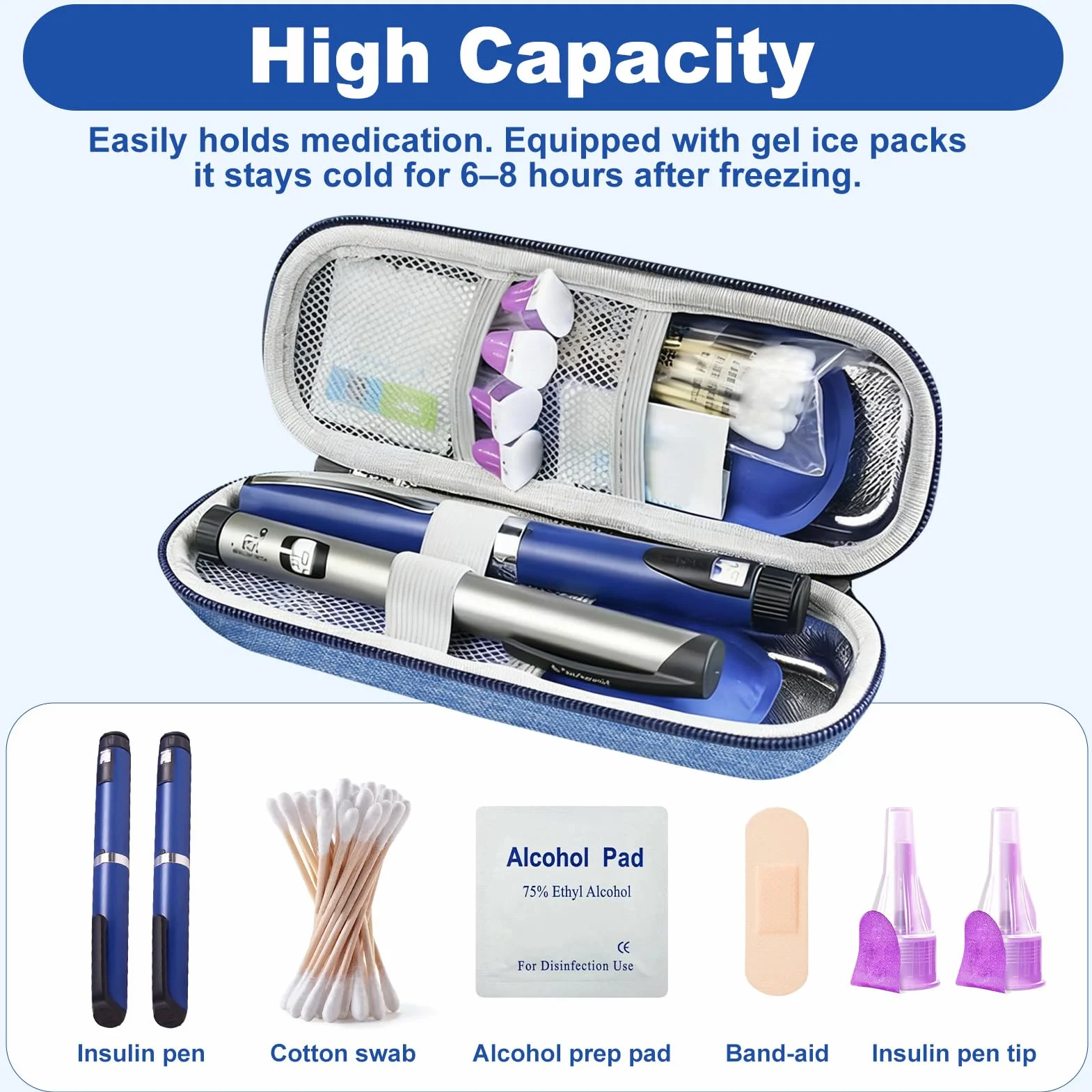 Insulin Pen torba chłodząca z 2 akumulatorami chłodzącymi na insulinę, dla cukrzyków, na leki, izolowana torba na długopis, mała torba do noszenia w podróży, mała przenośna torba do schładzania