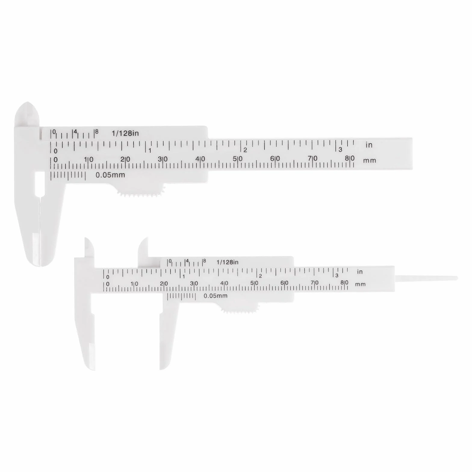 QUARKZMAN 10 szt. mini plastikowa suwmiarka 80 mm 3" suwmiarka przenośna linijka narzędzie pomiarowe (metryczne/cale) biała