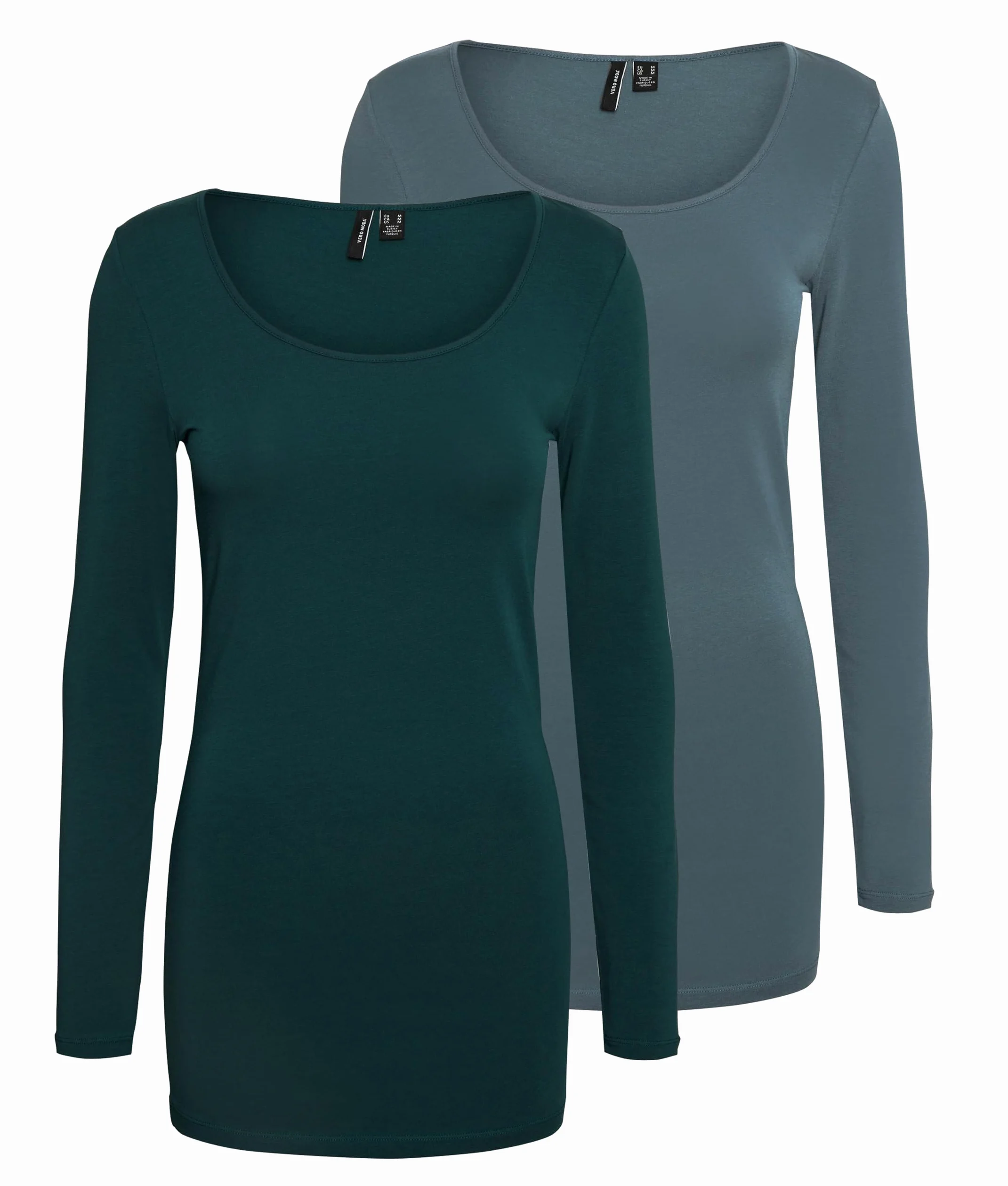 VERO MODA Koszulka z długim rękawem Kobiety Vmmaxi My Ls Soft Long U-neck Ga 2pack (2 w zestawie) | Top