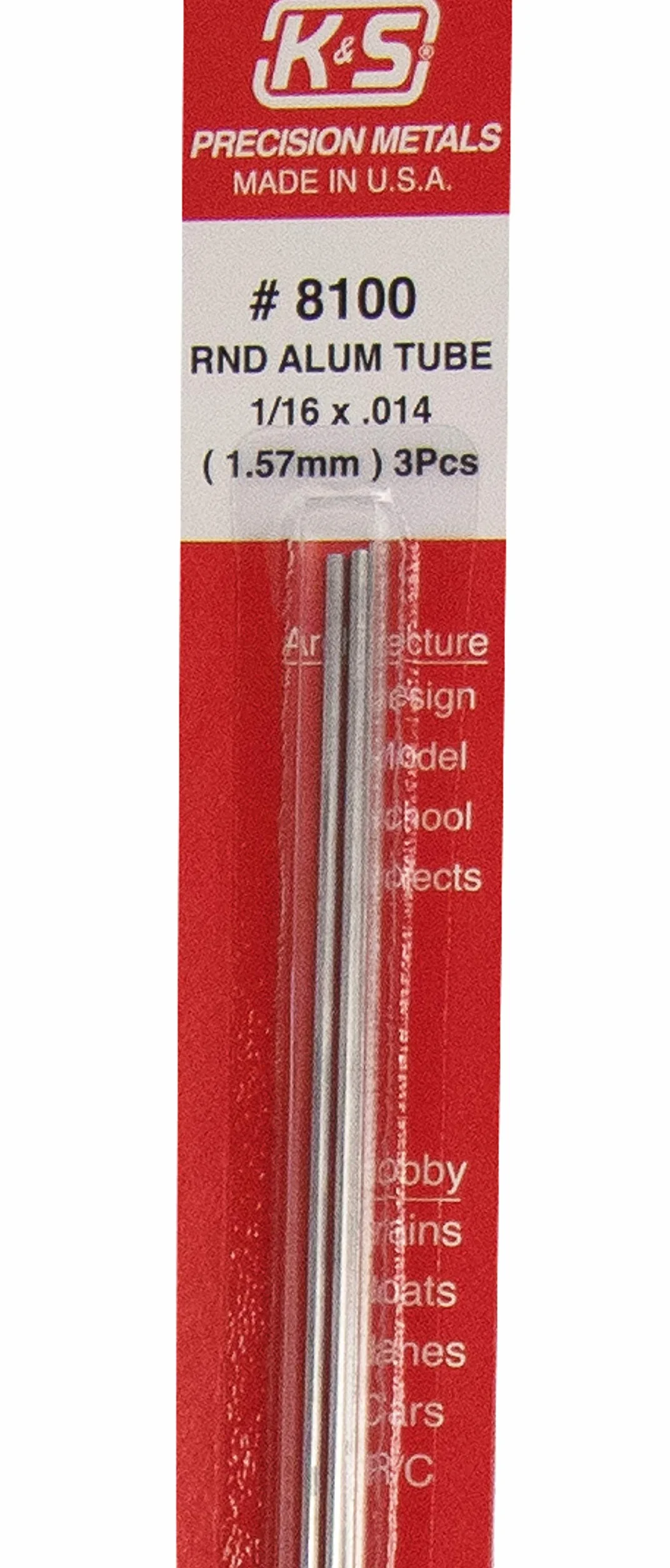 K & S precyzyjne metale 8100 3 szt. 1/16 x 12 rura ALU, opakowanie 1 szt