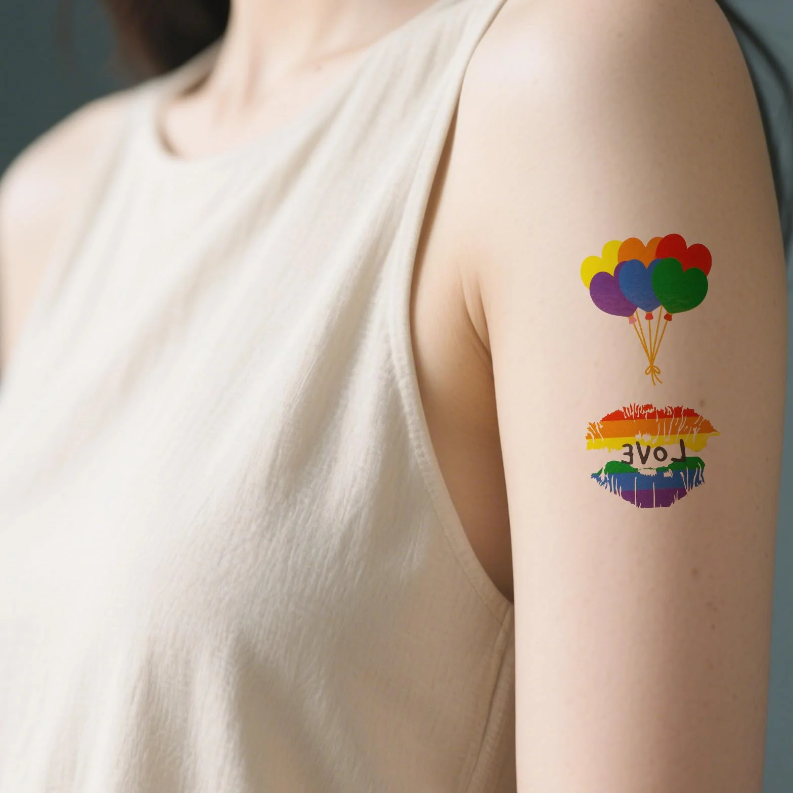 BOXOB 7 Arkuszy Pride Rainbow Temporary Tattoos, Naklejki LGBTQ Tattoos z Tęczową Flagą Love Heart Patterns na Parady Gay Pride Month Festiwale Upominki na Przyjęcia