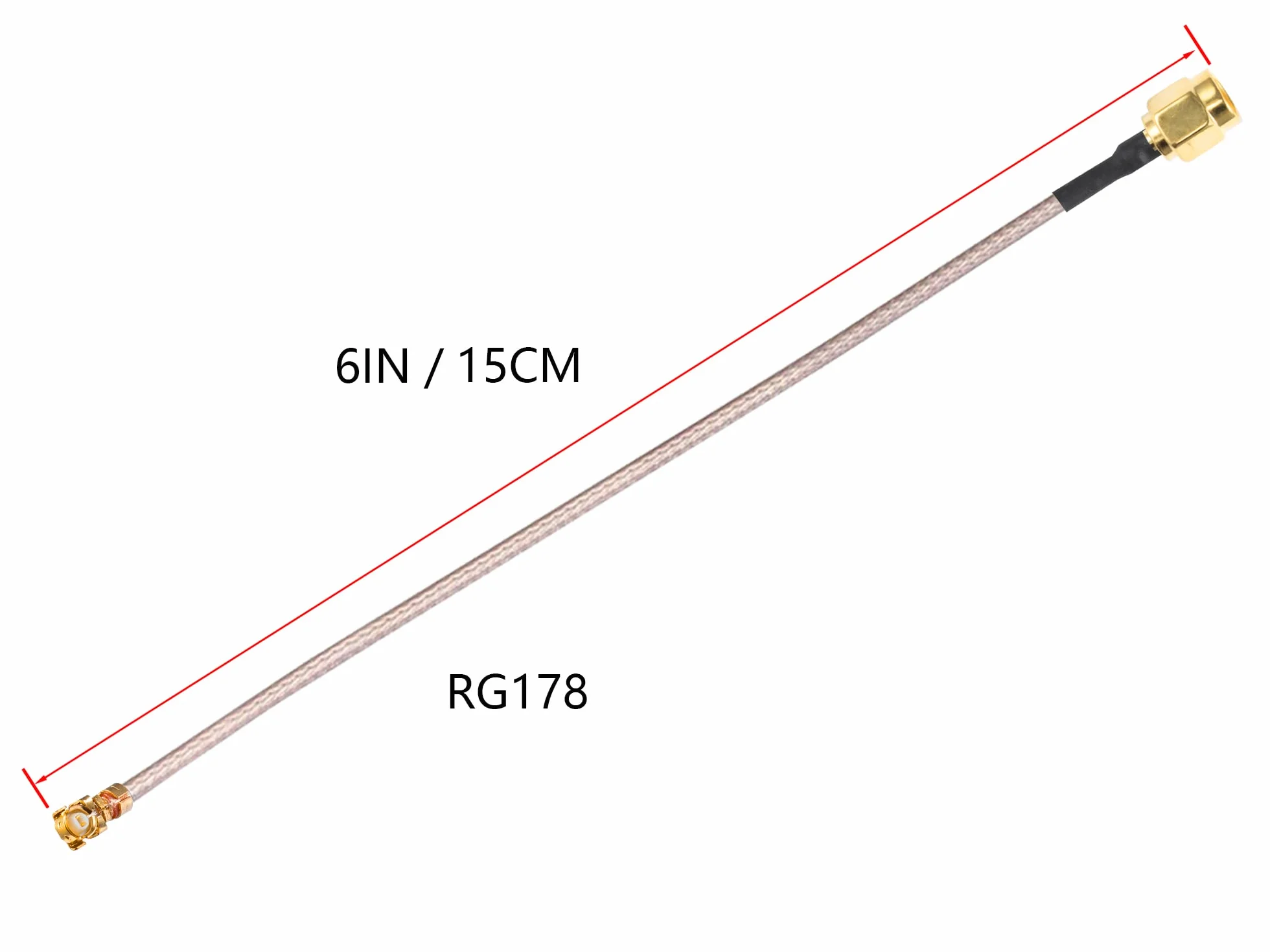 Vecys 2PCS U.F.L.1 na SMA Męski Kabel Koncentryczny o Niskich Stratach 6"/15CM U.F.L.1 RG178 Koncentryczny Pigtailowy do Routera Bezprzewodowego Mini Karta Sieciowa PCIE PCI Wi-Fi WAN Repeater
