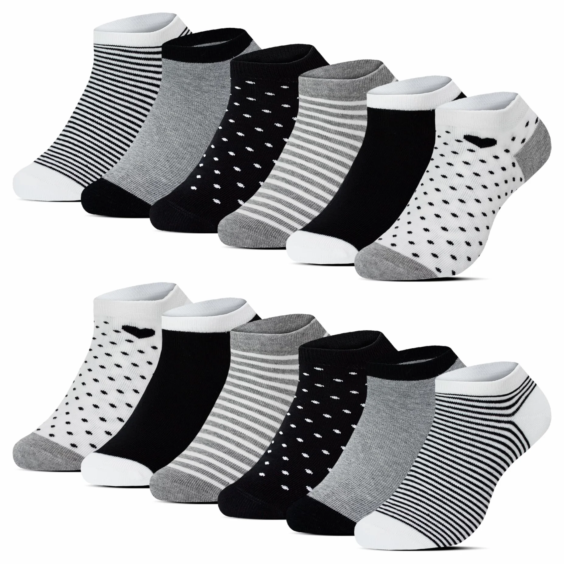 BestSale247 12 par modnych damskich i dziewczęcych skarpety do sneakersów, skarpety z bawełny 35-38; 39-42