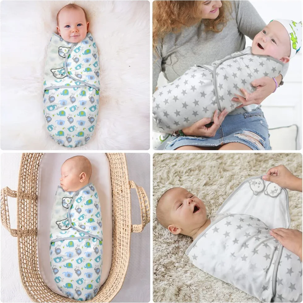 Vicloon Kocyki do owijania dla niemowląt, 2 szt. Kocyki do owijania, Organiczny bawełniany koc do owijania dla niemowląt 4-6 miesięcy 6-8 kg