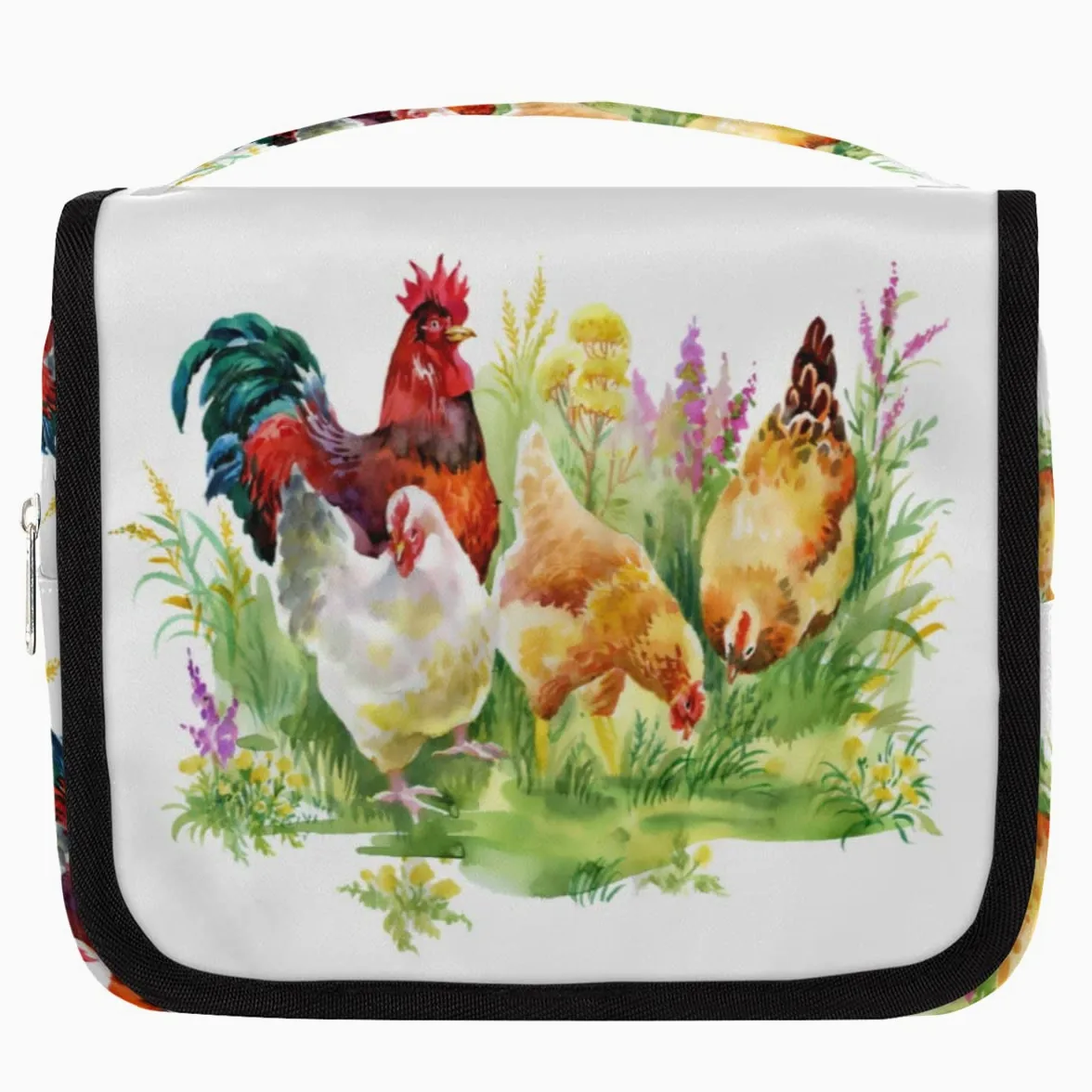 Kurczaki podróżna kosmetyczka kurczaki kogut torba do mycia torebka unisex wiszące przybory toaletowe organizer kosmetyczny, wielobarwny, Jeden rozmiar