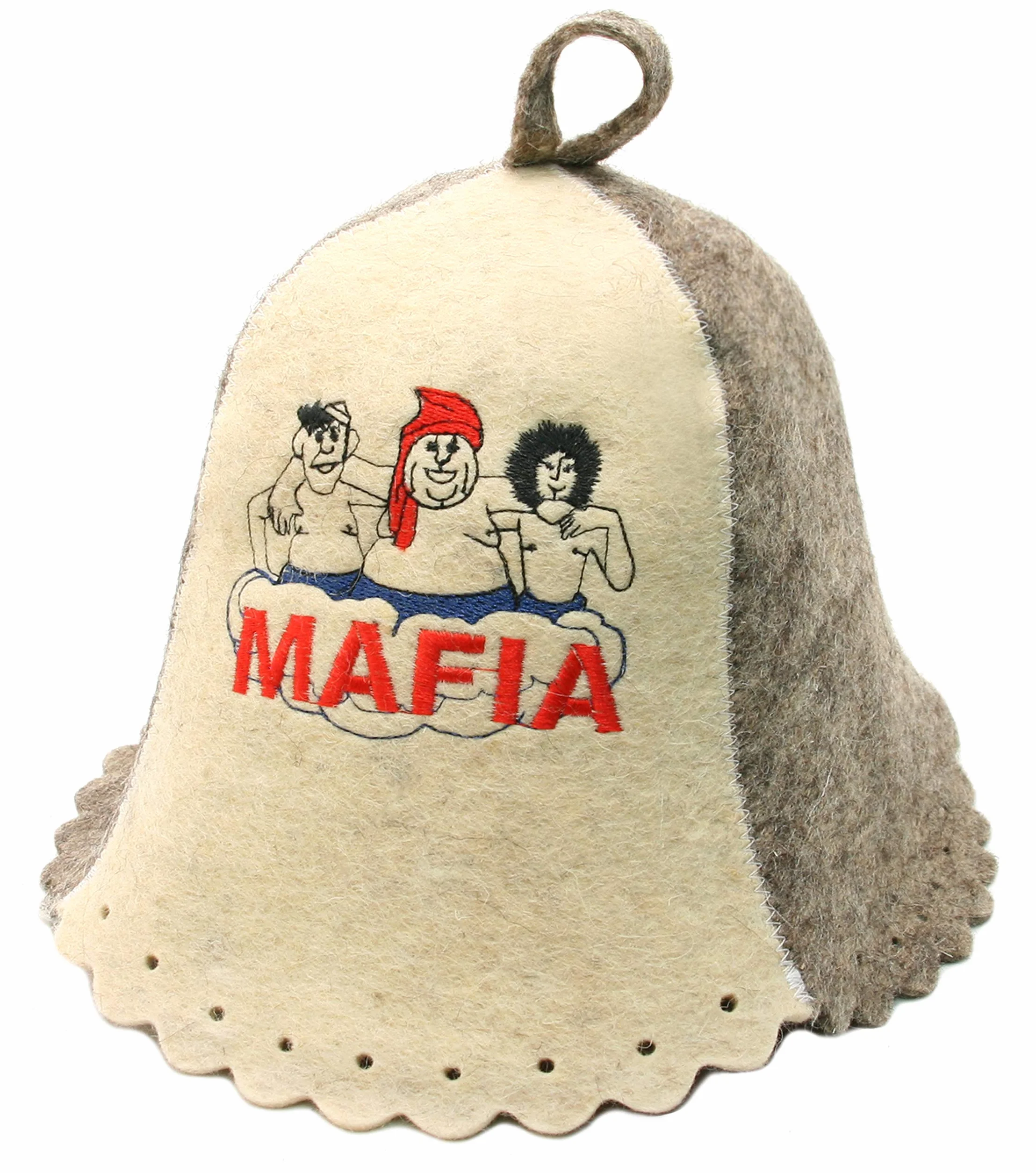 PetriStor Sauna Hat Embroidered Mafia for Man Natural Felt Made in Ukraine