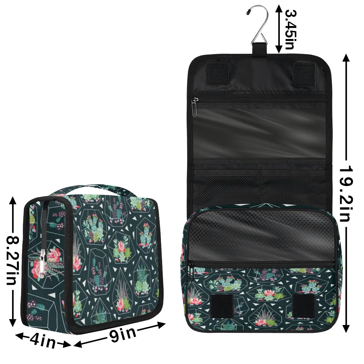 Kaktus Podróżna kosmetyczka Kaktus Kwiat Mycie Torba Unisex Wiszące przybory toaletowe Kosmetyczka Organizer do makijażu, wielobarwny, Jeden rozmiar
