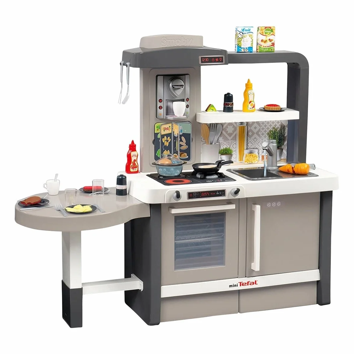 Smoby - Kuchnia Tefal Evo – kuchnia dla dzieci rosnąca wraz ze zlewozmywakiem, kuchenką, kącikiem jadalnym, wieloma akcesoriami, kran z funkcją pompowania wody, magiczna patelnia do naleśników