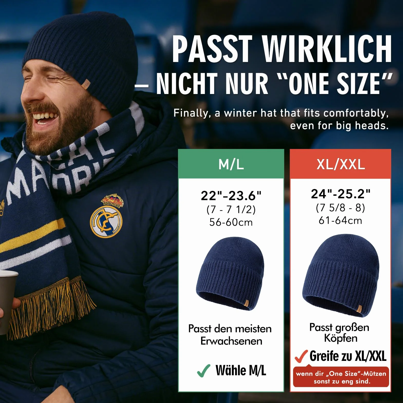 TOP-EX XL/XXL 100% wełna merynosów, czapka beanie, zimowa czapka wełniana, męska i damska, czapka z dzianiny, czapka rybaka beanie, czapka Trawler, ciepła polarowa podszewka