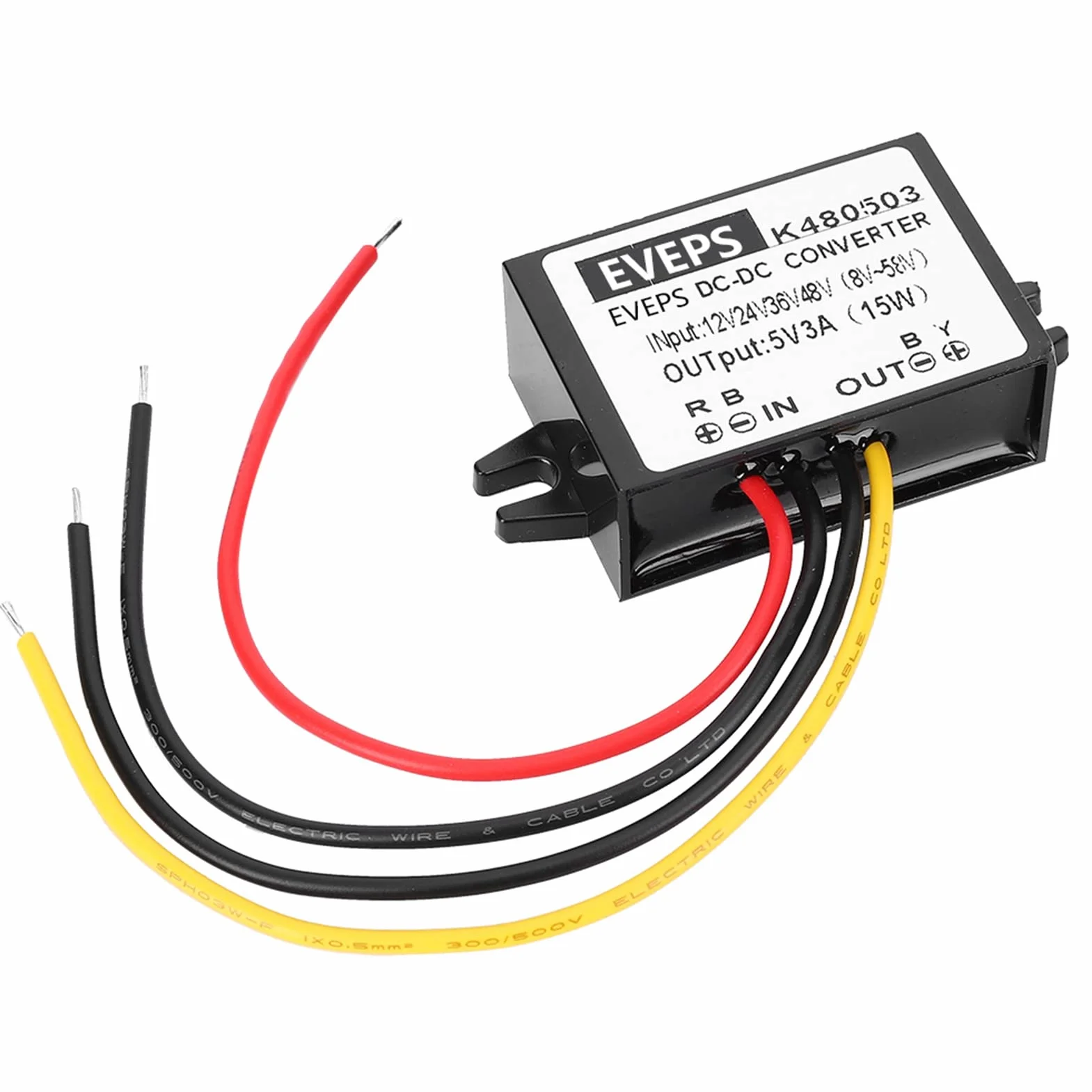 Przetwornica Napięcia Akozon DC-DC 12V/24V/36V/48V do 5V 3A Przetwornica Obniżająca Napięcie Moduł Zasilacza Obniżającego Napięcie do Ekranów LED, Kamer, Pomp Wodnych, Silników i