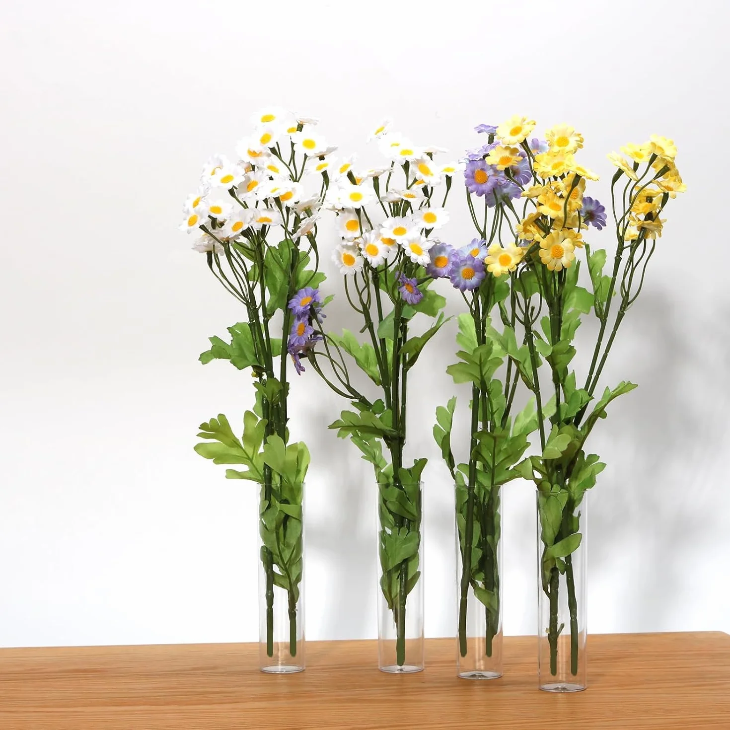 Probówki z płaskim dnem, 12 sztuk, probówki, tworzywo sztuczne, wazon na kwiaty, wesele, kościół, do domu, artykuły florystyczne, 32 x 120 mm