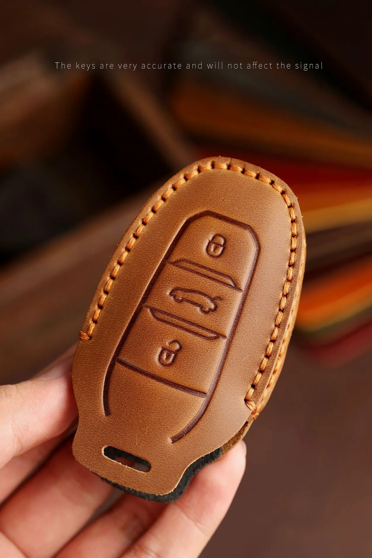 ontto Etui ochronne na kluczyki samochodowe, pasuje do Jeep Avenger 2025, 2024, 2023, 2022, bez klucza, skórzane etui na kluczyki samochodowe, 3 przyciski, etui na kluczyki