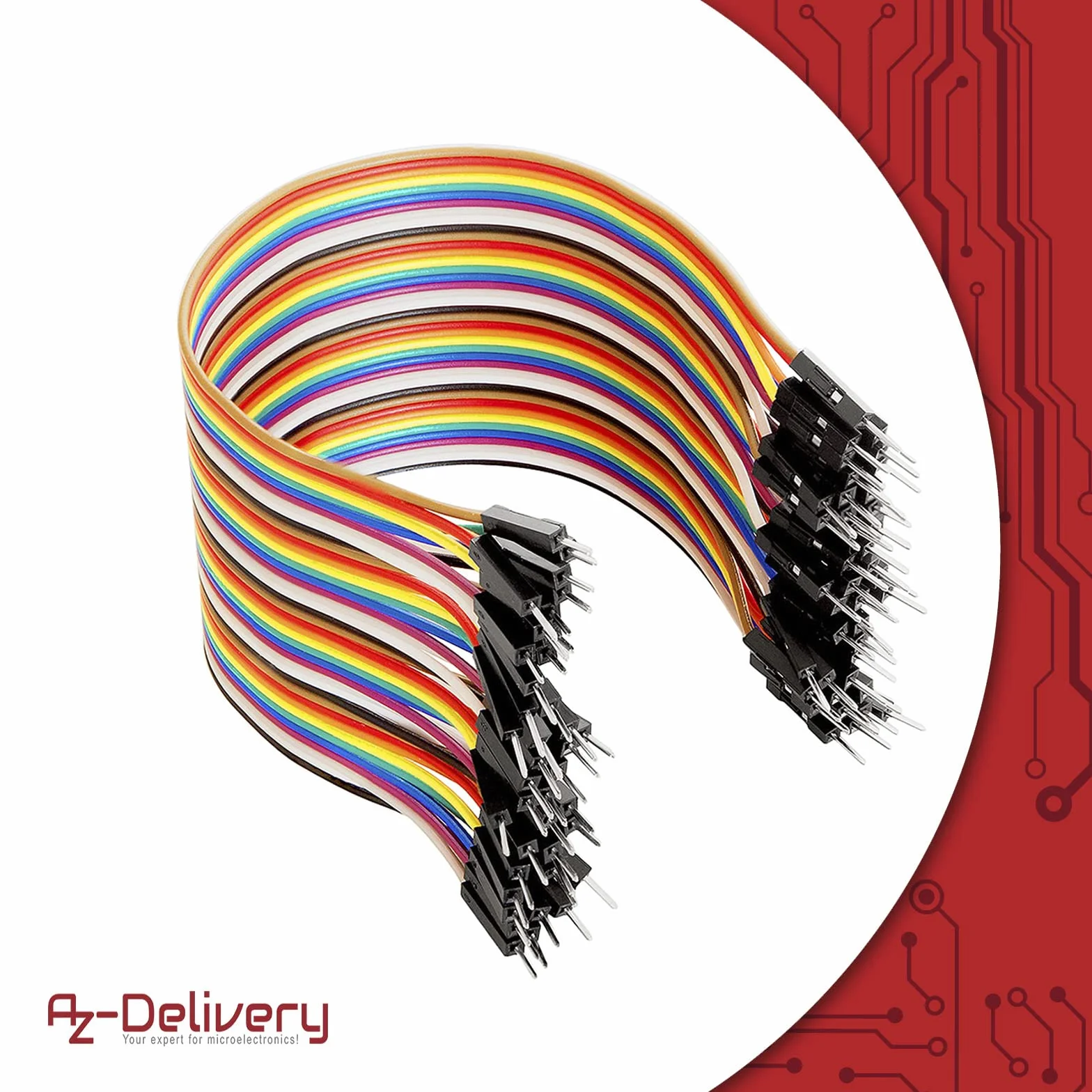 AZDelivery Jumper Wire Cable 40 szt. każdy 20 cm M2M męski do męskiego kompatybilny z Arduino i Raspberry Pi Breadboard