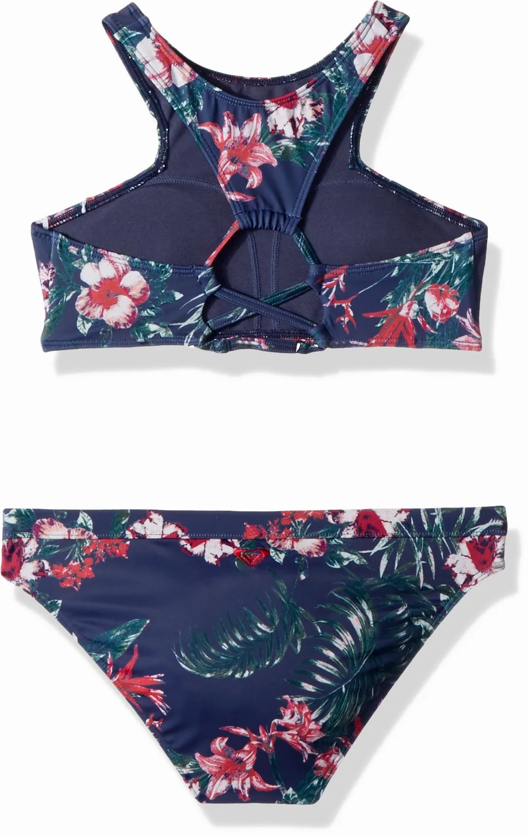 Roxy Girls' Big Surf The Desert Crop Top Bikini Set, Crown Blue Flower Games, 7