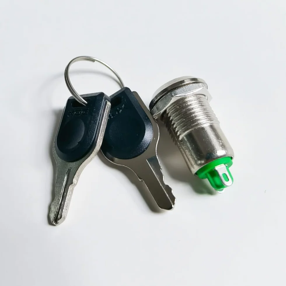 GUUZI 3 Pack 12mm metalowy zamek z kluczem przełącznik zatrzaskowy, włącznik/wyłącznik kluczykowy blokada 0-250V utrzymany przełącznik kluczykowy