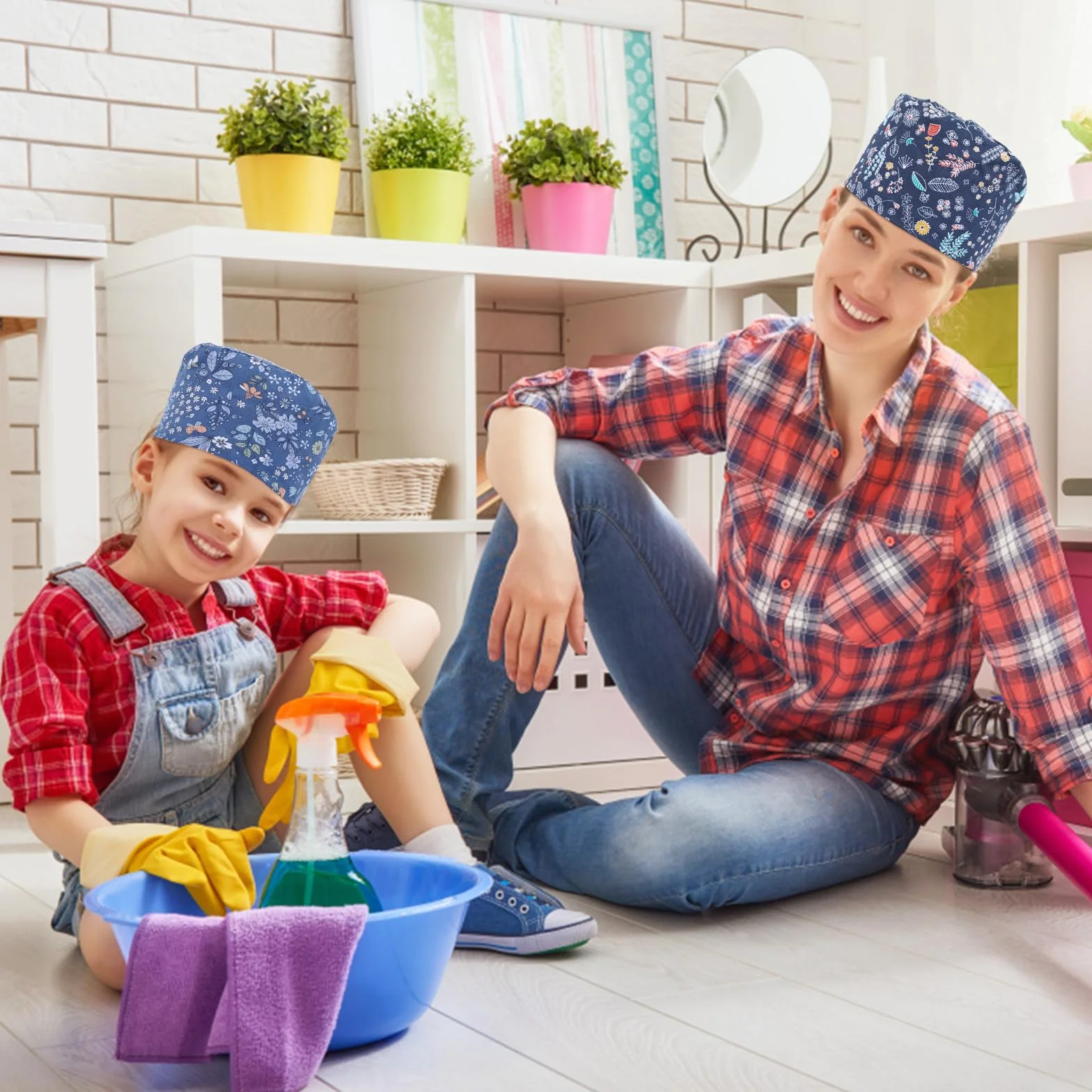 3 sztuki damskich kapturów op, regulowany kaptur op, materiał z guzikiem, bawełniana, wsuwana, jednokolorowa, kwiatowa, styl czapka, czapka robocza, czapka robocza, dla lekarzy, pielęgniarek (1)