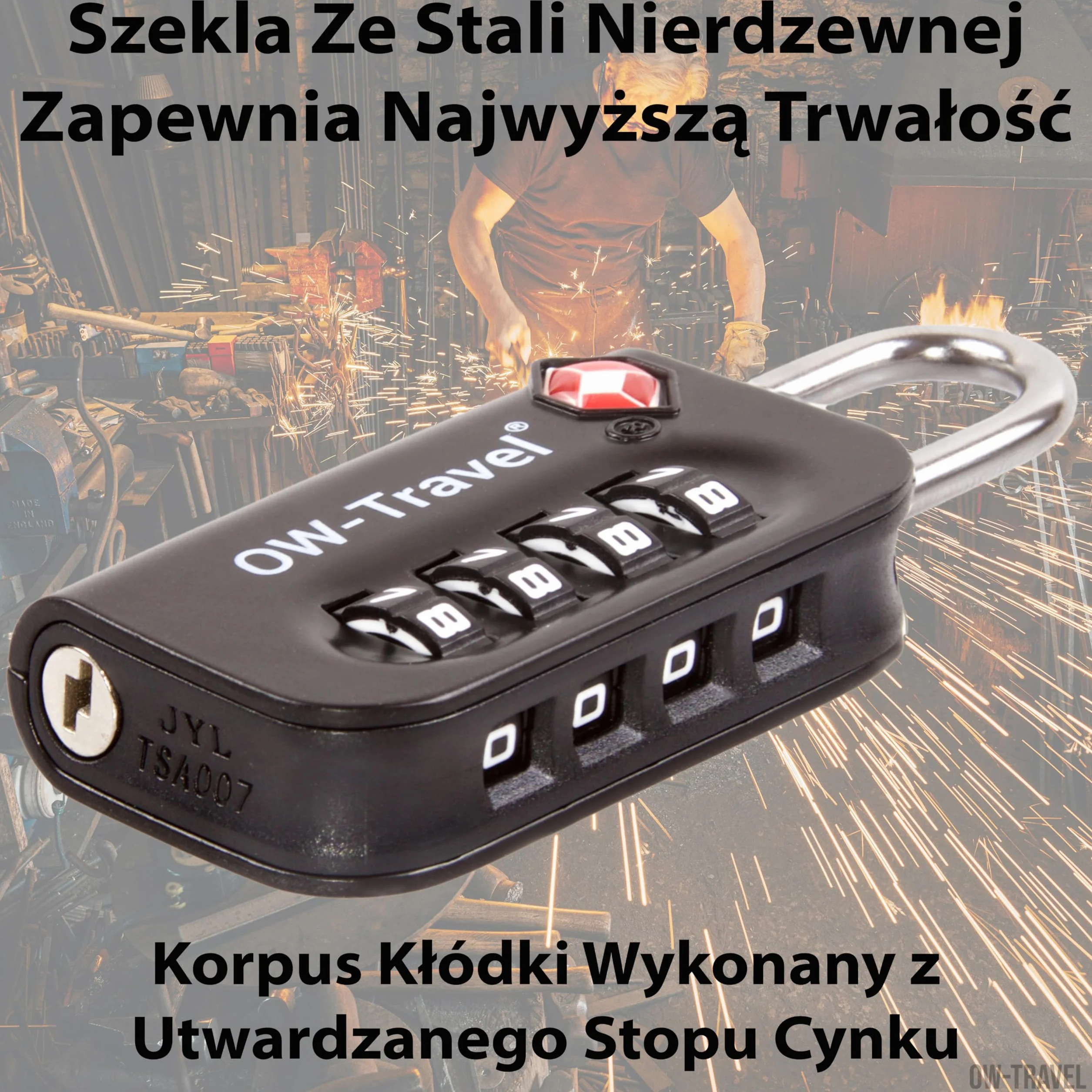 OW-Travel TSA Kłódki z szyfrem (Zestaw 4 Czarnych) 4 Cyfrowe Kłódki Walizkowe. Kłódka na szyfr na Plecak, Walizkę, Bagaż, Kłódki Szyfrowe Bagażowe, Szafek na Siłownię