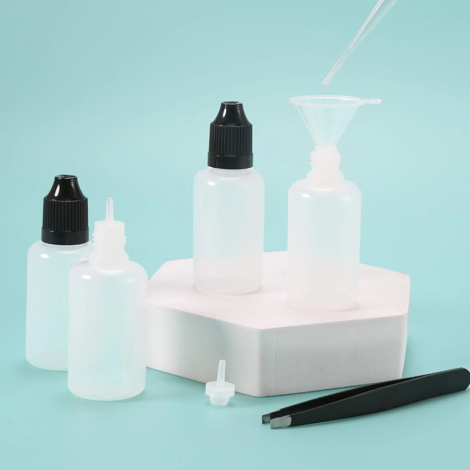 20 sztuk butelek z kroplomierzem, butelka podróżna z pipetą transferową, tworzywo sztuczne, (30 ml)