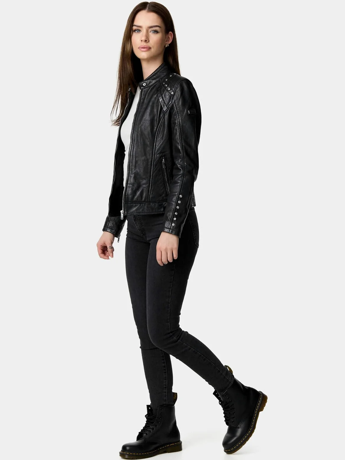 Tazzio Kurtka skórzana damska skórzana kurtka prawdziwa skóra Biker Look F521