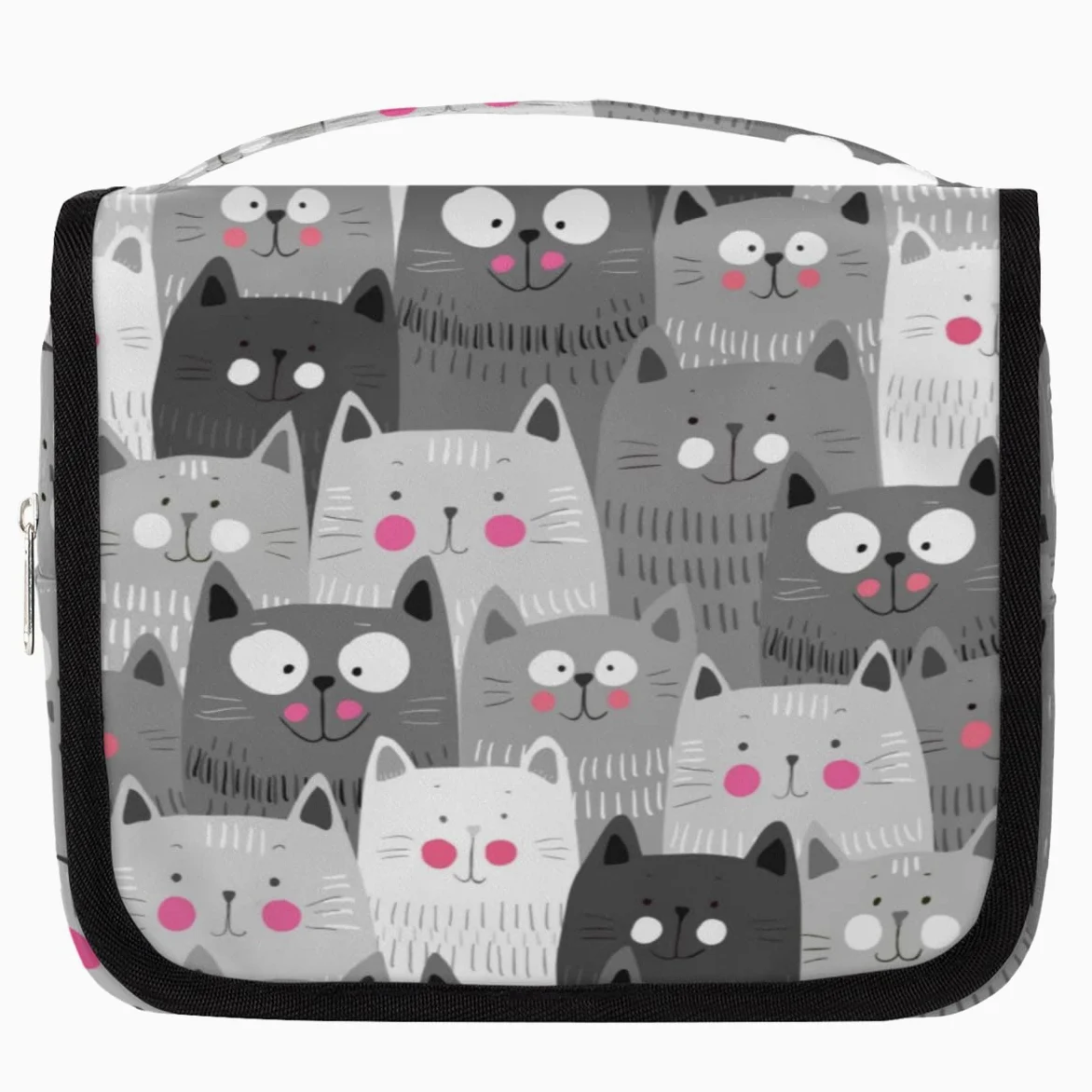 Uroczy kotek Caeroon Podróżna kosmetyczka Zwierzę Mycie Torba Unisex Wiszące przybory toaletowe Kosmetyczka Organizer do makijażu, wielobarwny, Jeden rozmiar