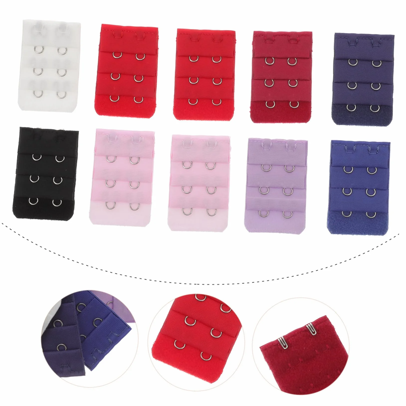 BESTYASH Zestaw Biustonoszy Essential Bra Kit 10 Szt Przedłużki Damskie Wąskie 3 Rzędy 2 Guziki Ułatwiające Dopasowanie Biustonosza