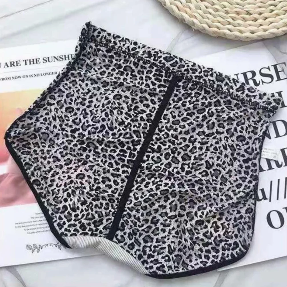 2-pak Leopard Print Majtki Ice Silk Comfort Bokserki Seksowne bezszwowe majtki z wysokim stanem