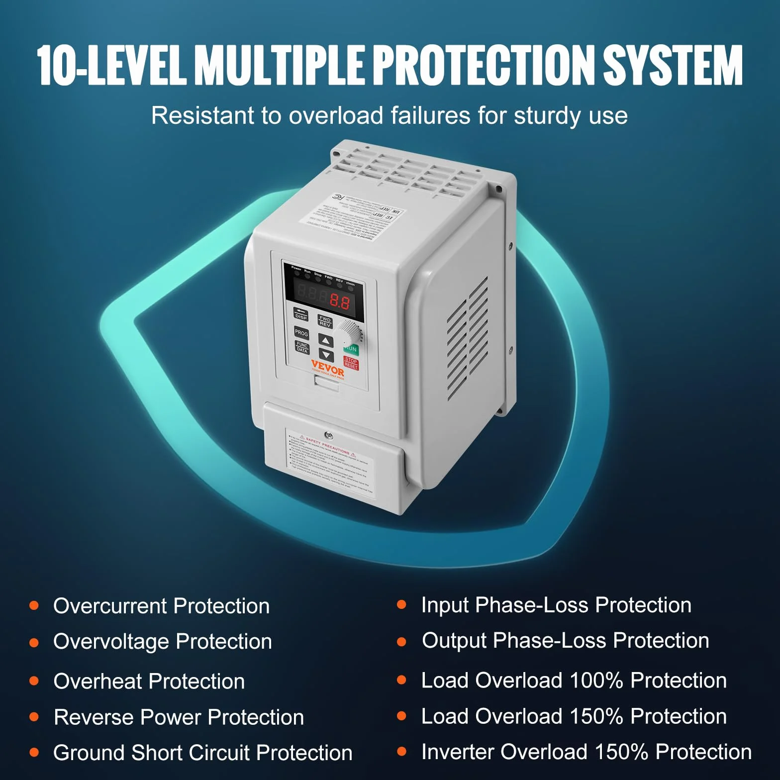 VEVOR 2,2 kW 10 A 3 KM przetwornica częstotliwości VFD AC 220–240 V regulator częstotliwości, regulator prędkości, przetwornik częstotliwości, silnik falownika, VFD, zmienna częstotliwość, w zestawie