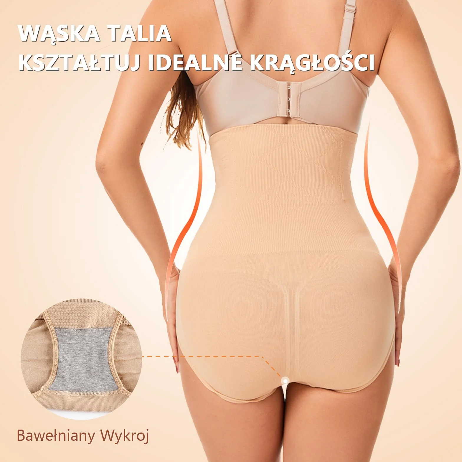 Damskie majtki modelujące z wysokim stanem, kontrola brzucha, bezszwowa bielizna korygująca sylwetkę, 90% nylon
