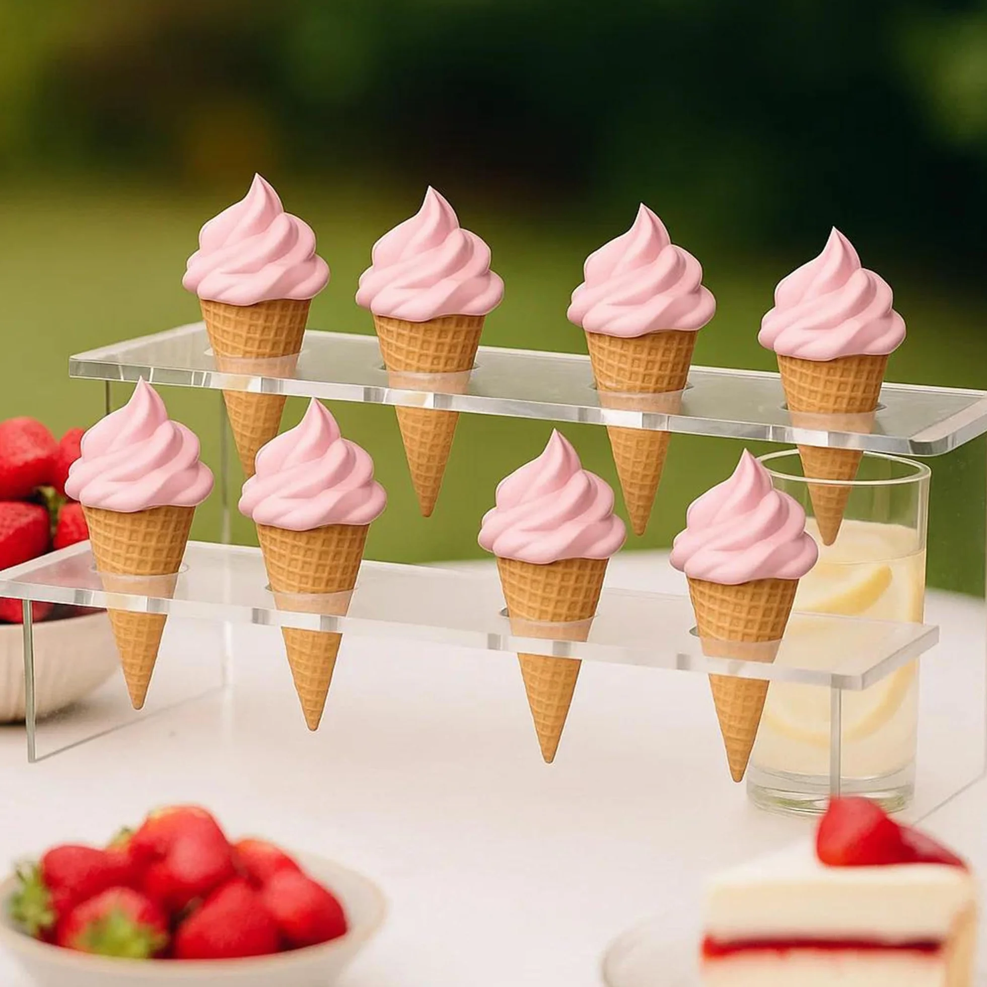 Akrylowy Stoisk Na Lody, 8-Otworowy, Wykonany z Materiału Akrylowego, Przezroczysty i Przezroczysty, Nadaje Się Do Ślubów, Przyjęć Urodzinowych, Kawiarni, Sklepów z Deserami (prostokątny)