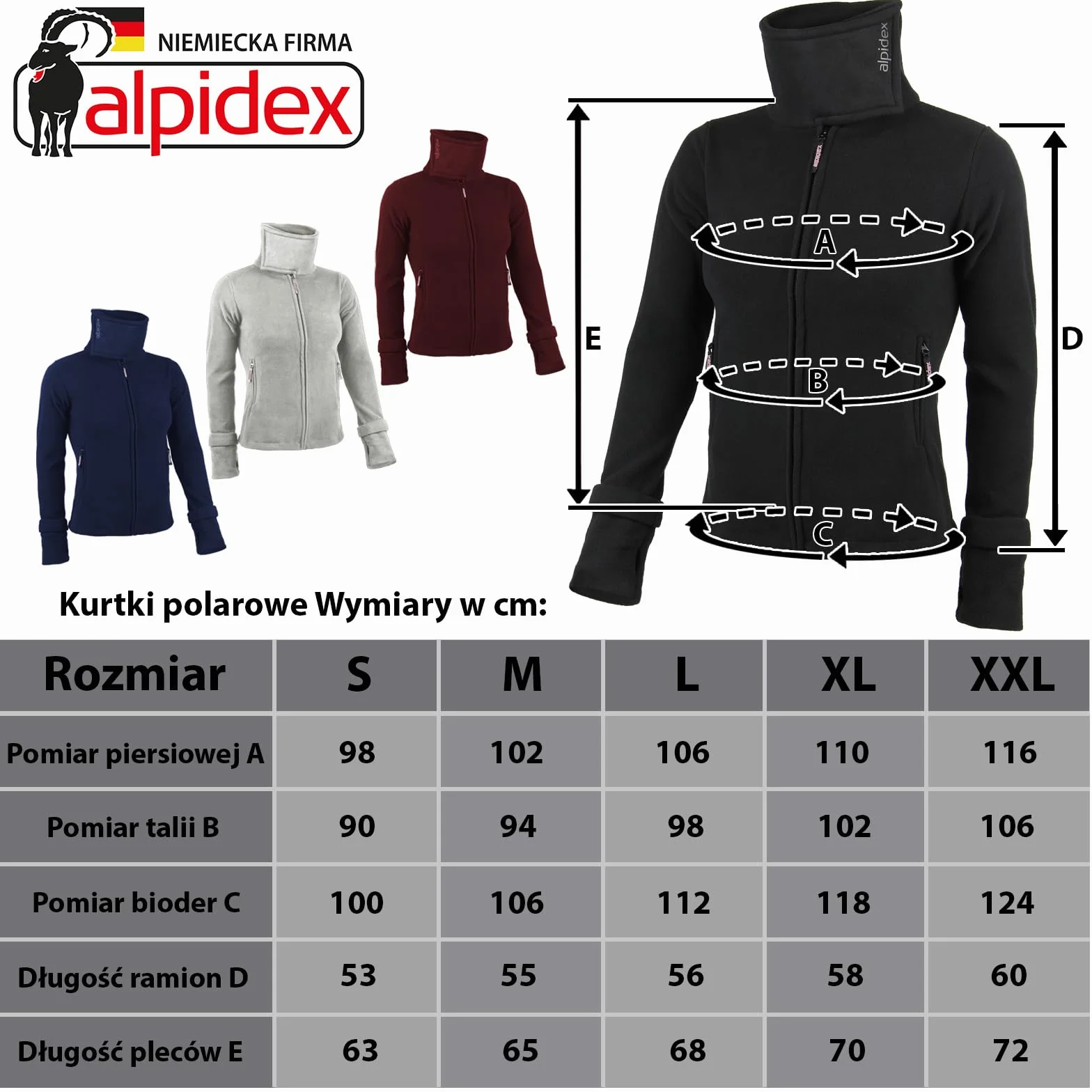 ALPIDEX Damska Kurtka Polarowa z Wysoką Stójką z Otworami na Kciuki Bluza Polarowa Ciepła Miękka