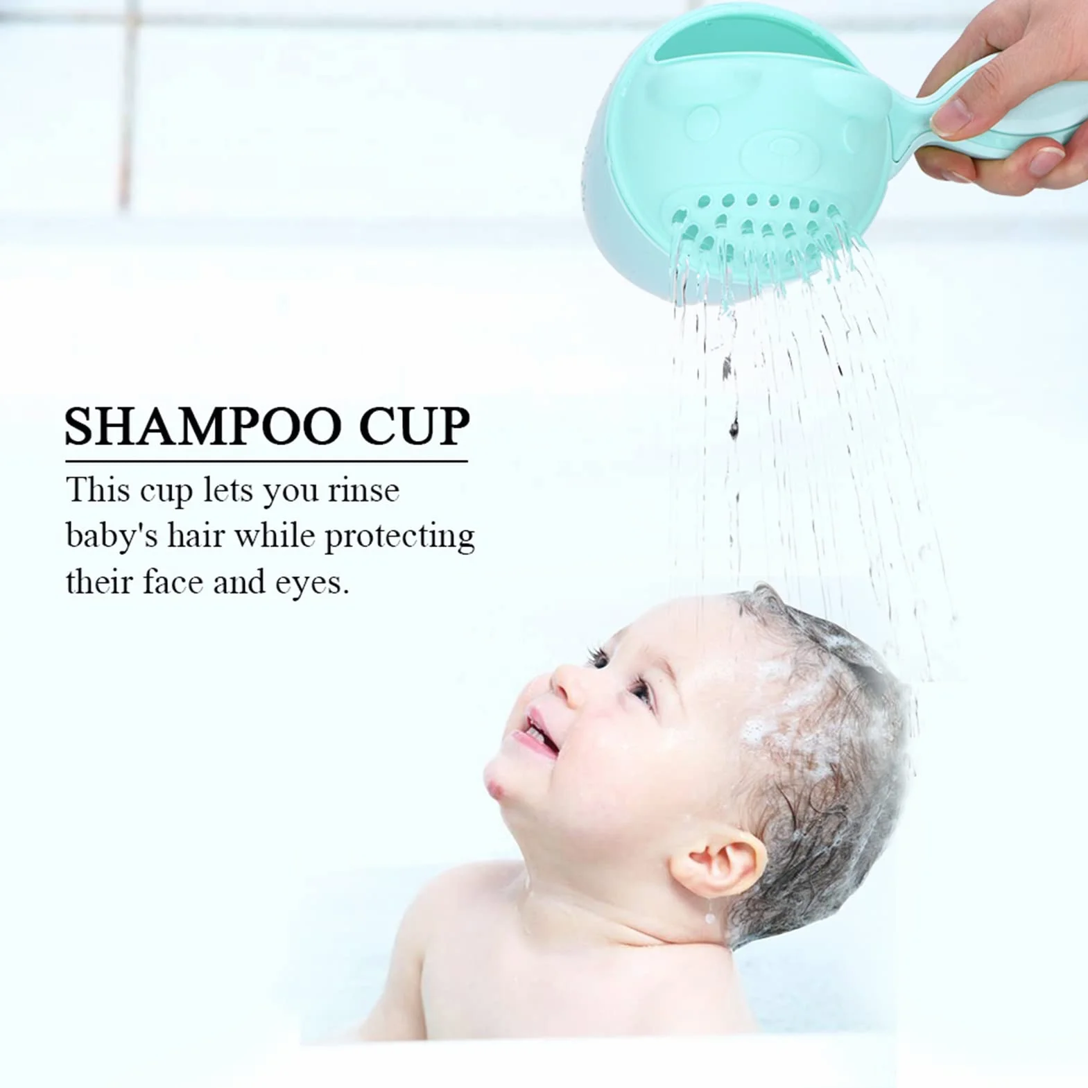 Kubek do Płukania Kąpieli Kubek do Szamponu dla Niemowląt Cute Kid Wash Hair Bathing Flusher Protection Eye (zielony) (Zielony)