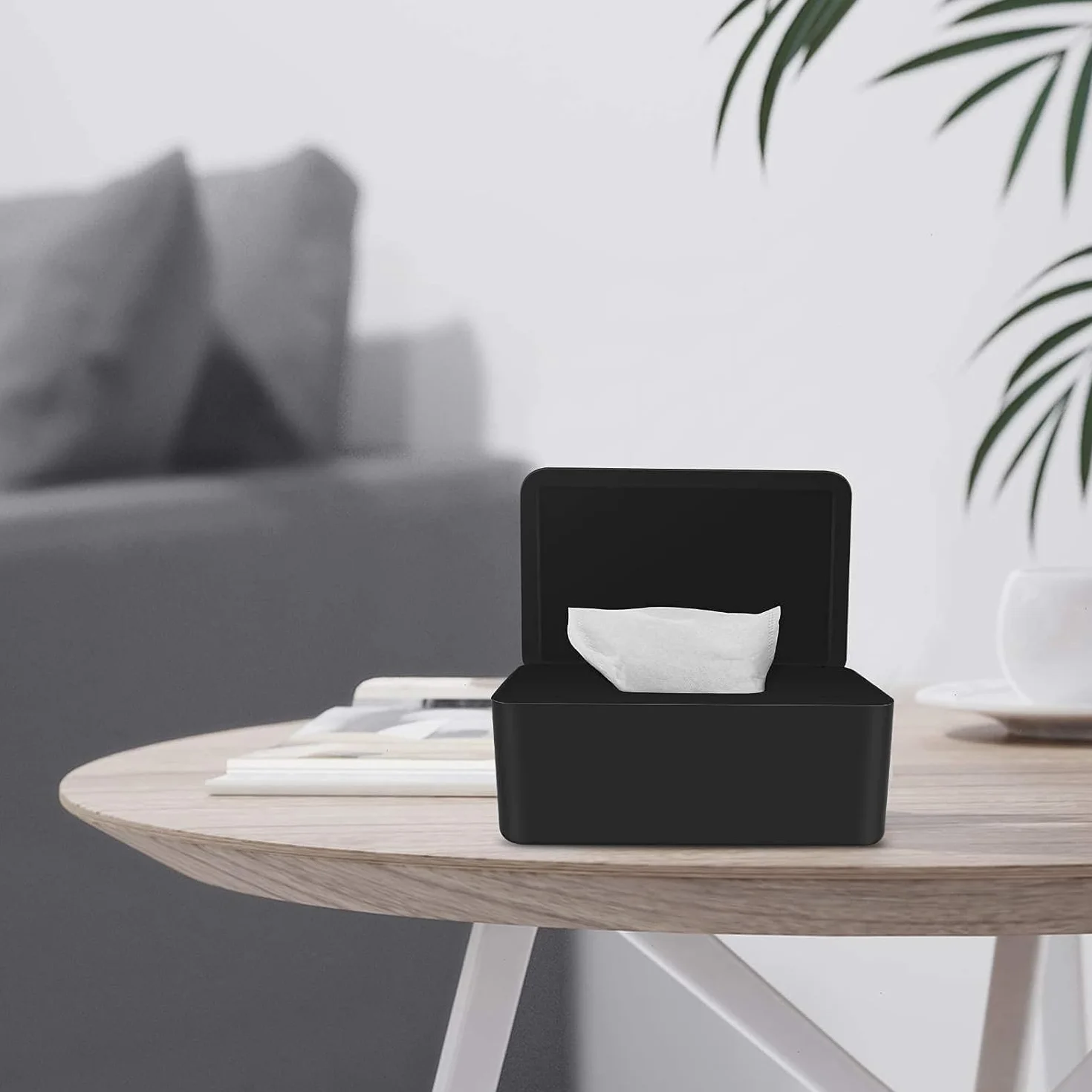 MINIBIRD Nowoczesny czarny prostokątny dozownik chusteczek PVC z pokrywką do domowego biurka biurowego