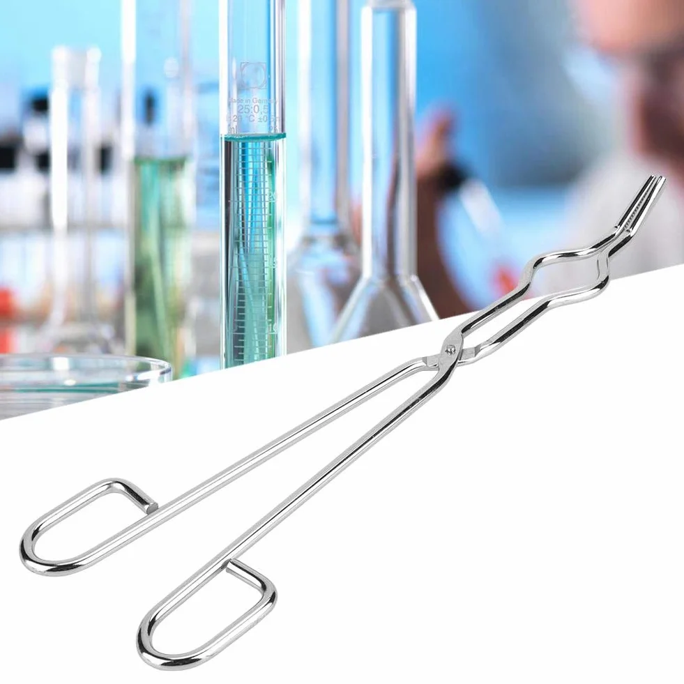 Pęseta do tygla laboratoryjnego, szczypce ze stalowym uchwytem na kubek, szczypce chemiczne, instrument nauczający z nitem lotniczym, do wypolerowanego zakończenia laboratoryjnego (300 mm)
