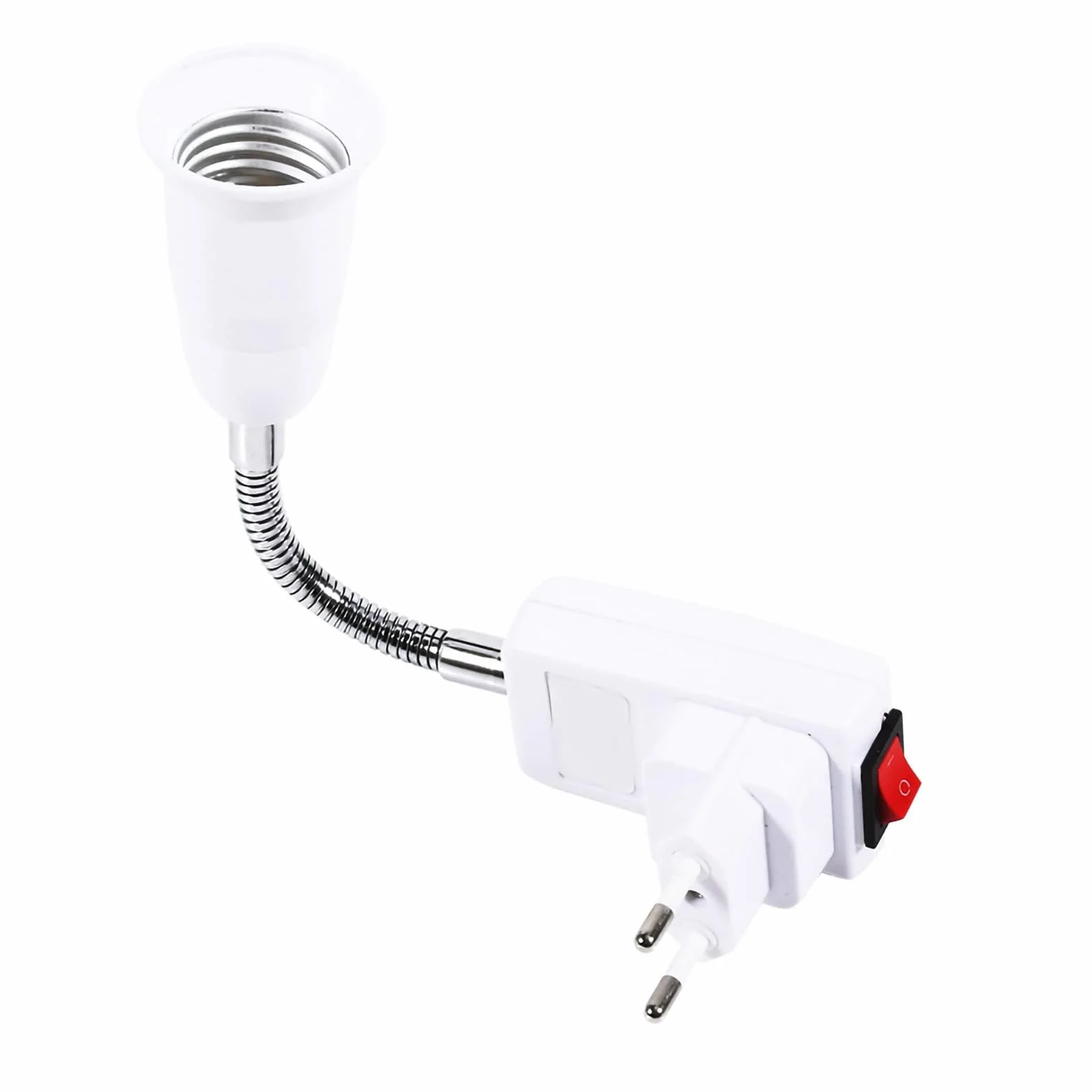 Ejoyous Oprawa lampy E27 z przełącznikiem, oprawka E27, elastyczny adapter z wtyczką EU, gniazdo do żarówki, lampy ściennej, adapter cokołu (wtyczka EU)