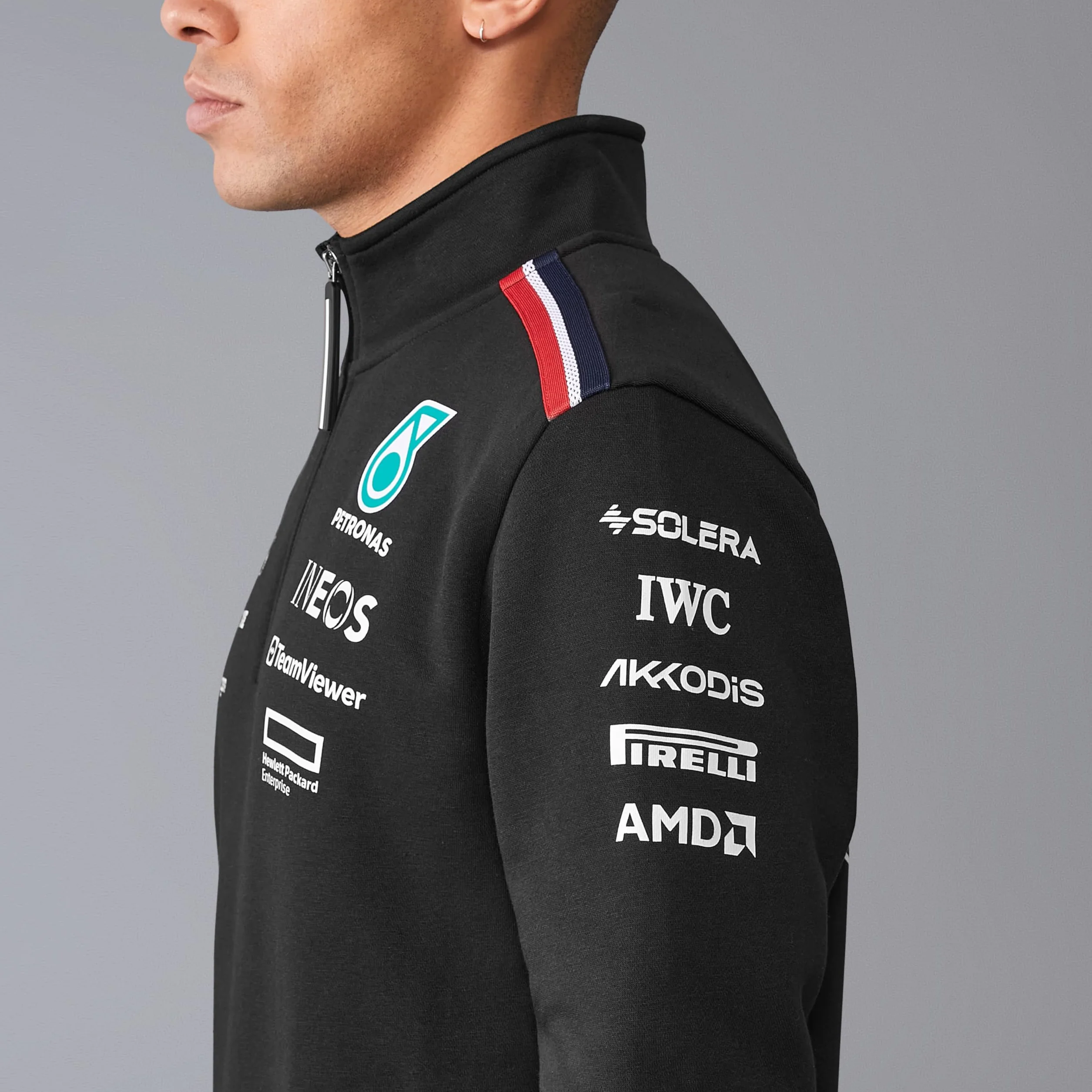 Mercedes AMG Petronas F1 Męski sweter z zamkiem błyskawicznym 2024 - czarny