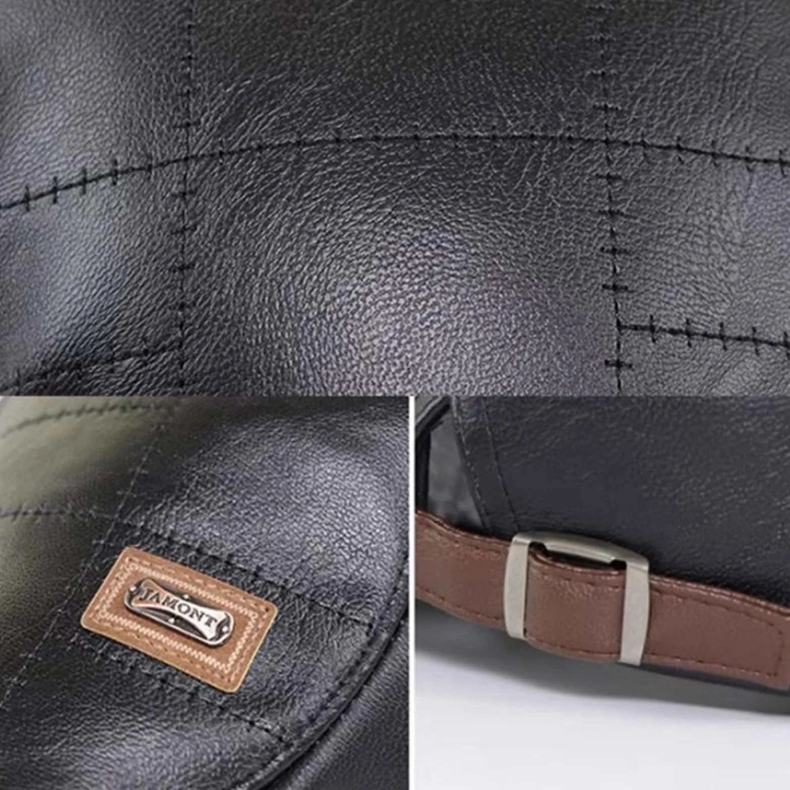 Skórzany Beret Męski Czapka Ciepła Zimowa Gazeciarz Kapelusz Modny Unisex Ciemnobrązowy, Brązowy