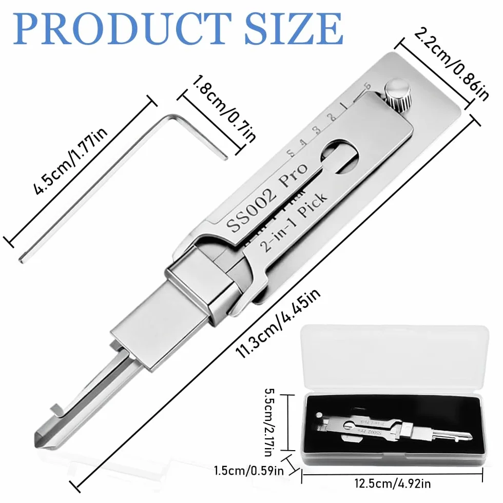 Zestaw 2 w 1 SS002 Pro Dietrich-Set dla S-Rillenschlösser Edelstahl-Schlüsseldecoder & Dietrichwerkzeug, Kompatibel mit Auto/Hausschlössern Leicht Präzise für Anfänger & Profis ss002 pro dietrich-set