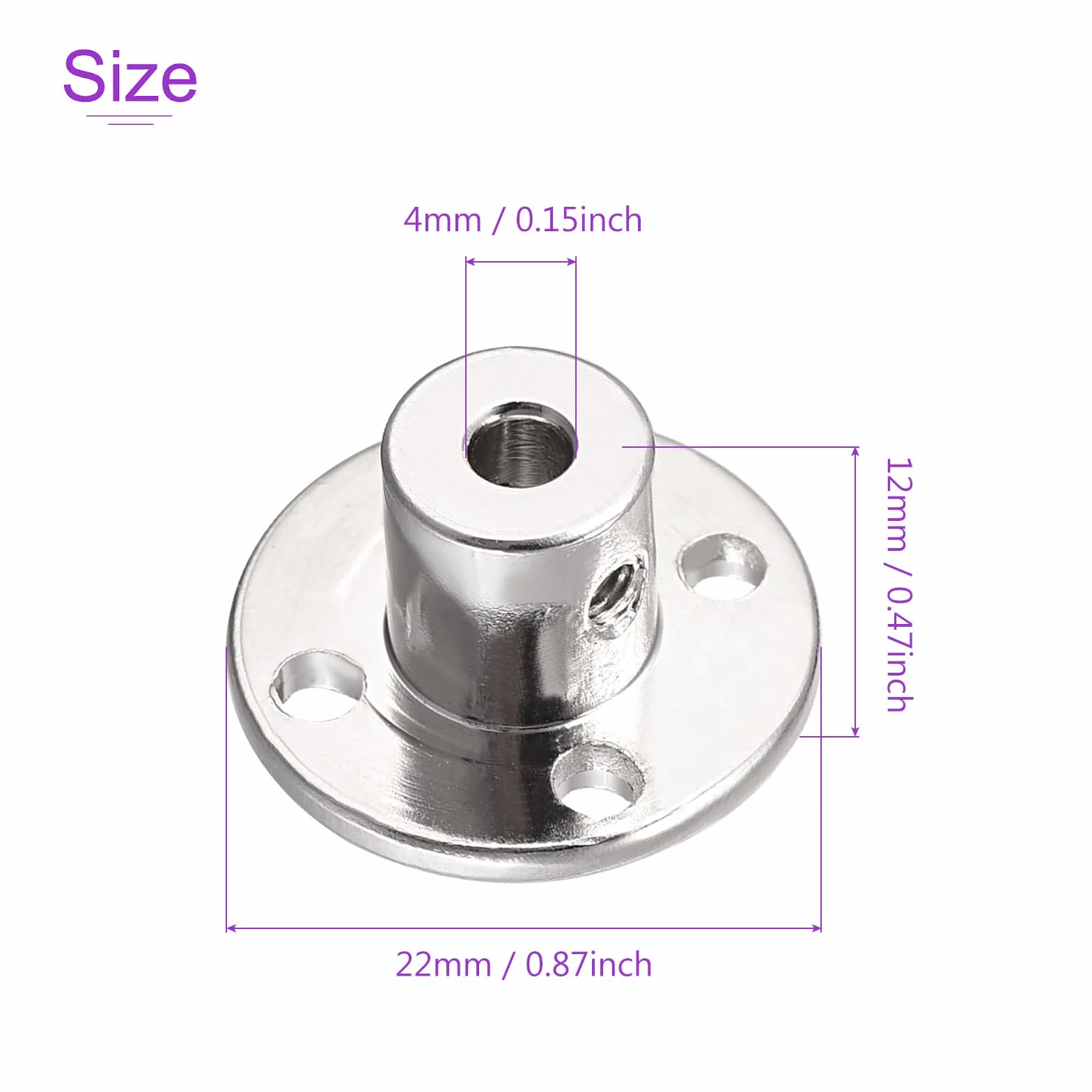 DMiotech Zestaw 4 szt. 4 mm średnicy wewnętrznej H12 x D10 złącze kołnierzowe przyłącze sztywne prowadnica wału wsparcie wału sprzęgło sprzęgło ze śrubami do modeli DIY RC silników, kolor srebrny