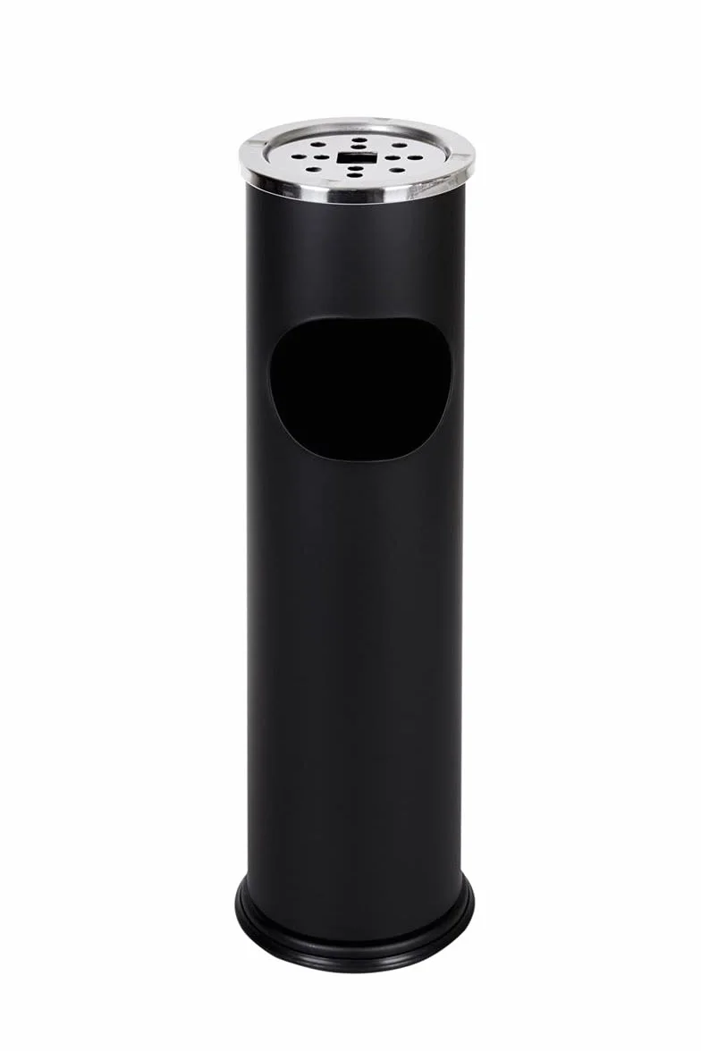 METLEX, Wolnostojąca popielniczka z koszem na śmieci (Black Chrome Steel) MX9158