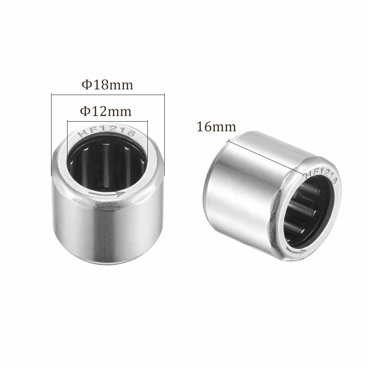 5 szt. łożysk tocznych Hf1216 - [12 mm średnica otworu x 18 mm średnica zewnętrzna x 16 mm szerokość] Jednokierunkowe zastosowanie sprzętu rolniczego i budowlanego