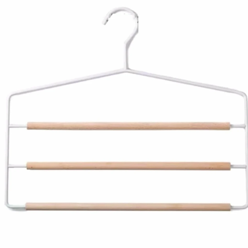 Metalowy wieszak powłokowy PCV, 3-warstwowe wieszaki na spodnie Organizer do szafy Czarny Biały Opakowanie 5 sztuk 37x32cm(White)