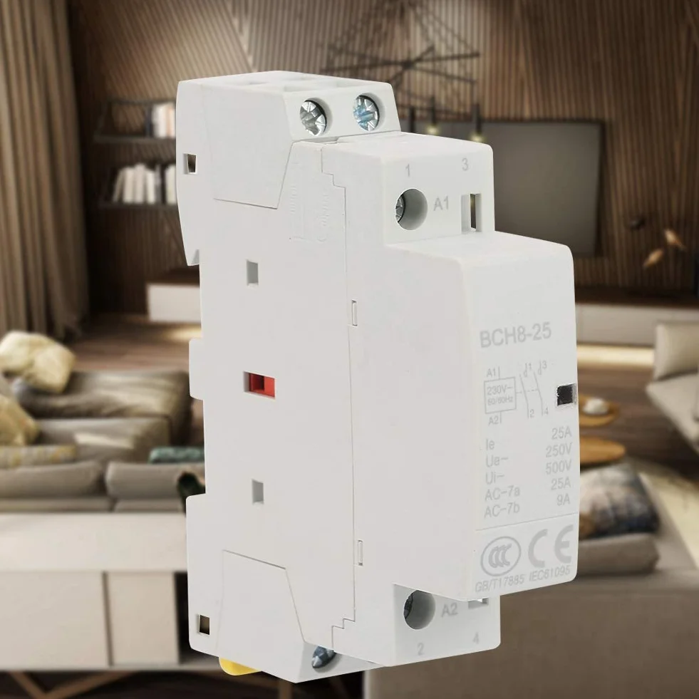Stycznik AC 2P 25A 220V / 230V, 2NO Stycznik na szynę Din AC 50 / 60HZ 25A 220V / 230V 2P Stycznik AC do użytku domowego