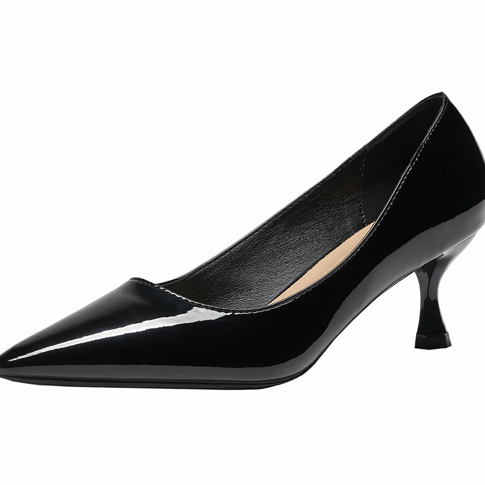 Damskie buty wsuwane ze szpiczastym noskiem damskie niskie obcasy buty do sukienki wygodne na średnim obcasie kocięta czółenka robocze biznes na co dzień biuro, Czarny obcas 5 cm, 36.5 EU