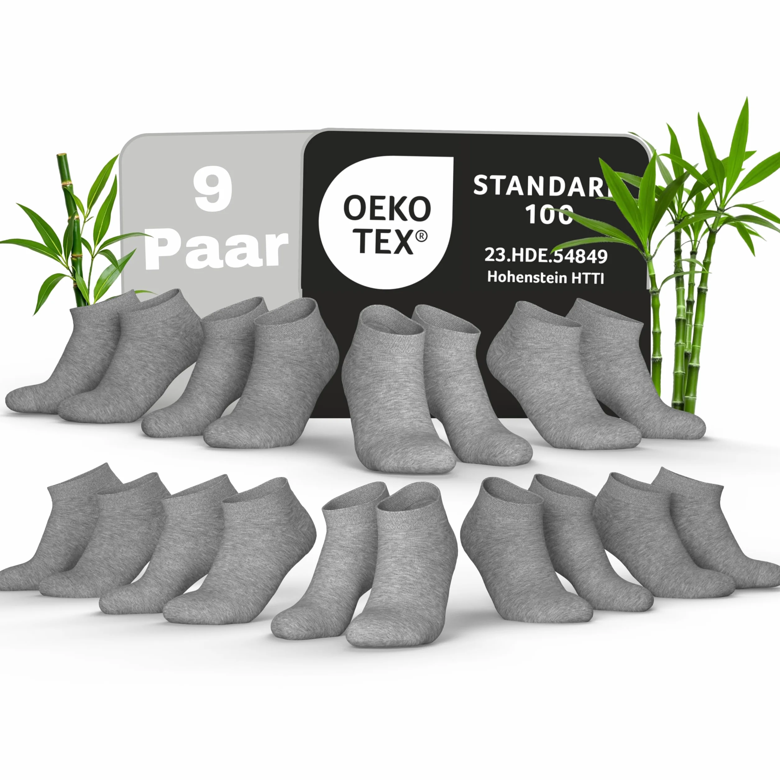 MEDOLY Bambusowe skarpety do sneakersów (9 par) zapobiegające poceniu się stóp, bez gumowego ściągacza, 70% wiskozy – skarpety do sneakersów dla mężczyzn i kobiet
