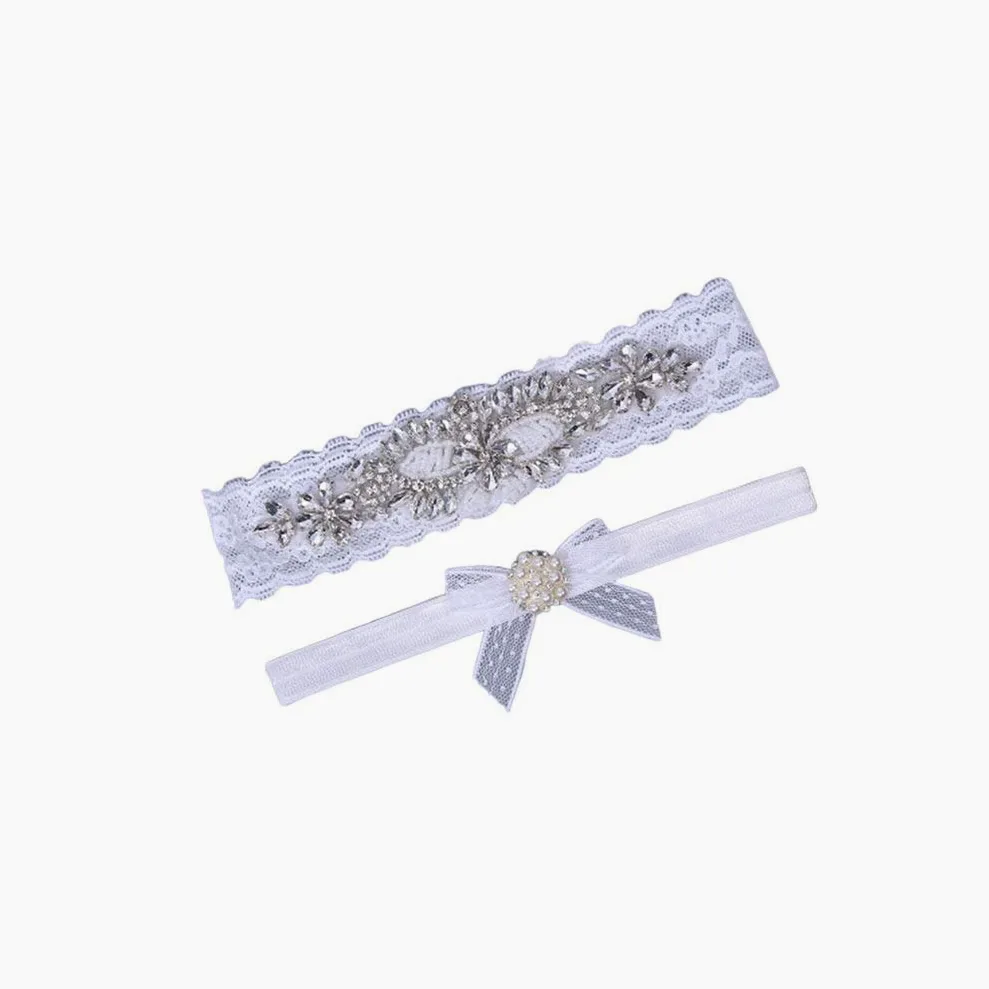 Pas 2 szt. Ślubne ślubne ozdoby do pończoch na nogę perła Rhinestone koronkowa panna młoda ozdoba na nogę pasy do pończoch dla dziewczynek kobiet Ladies