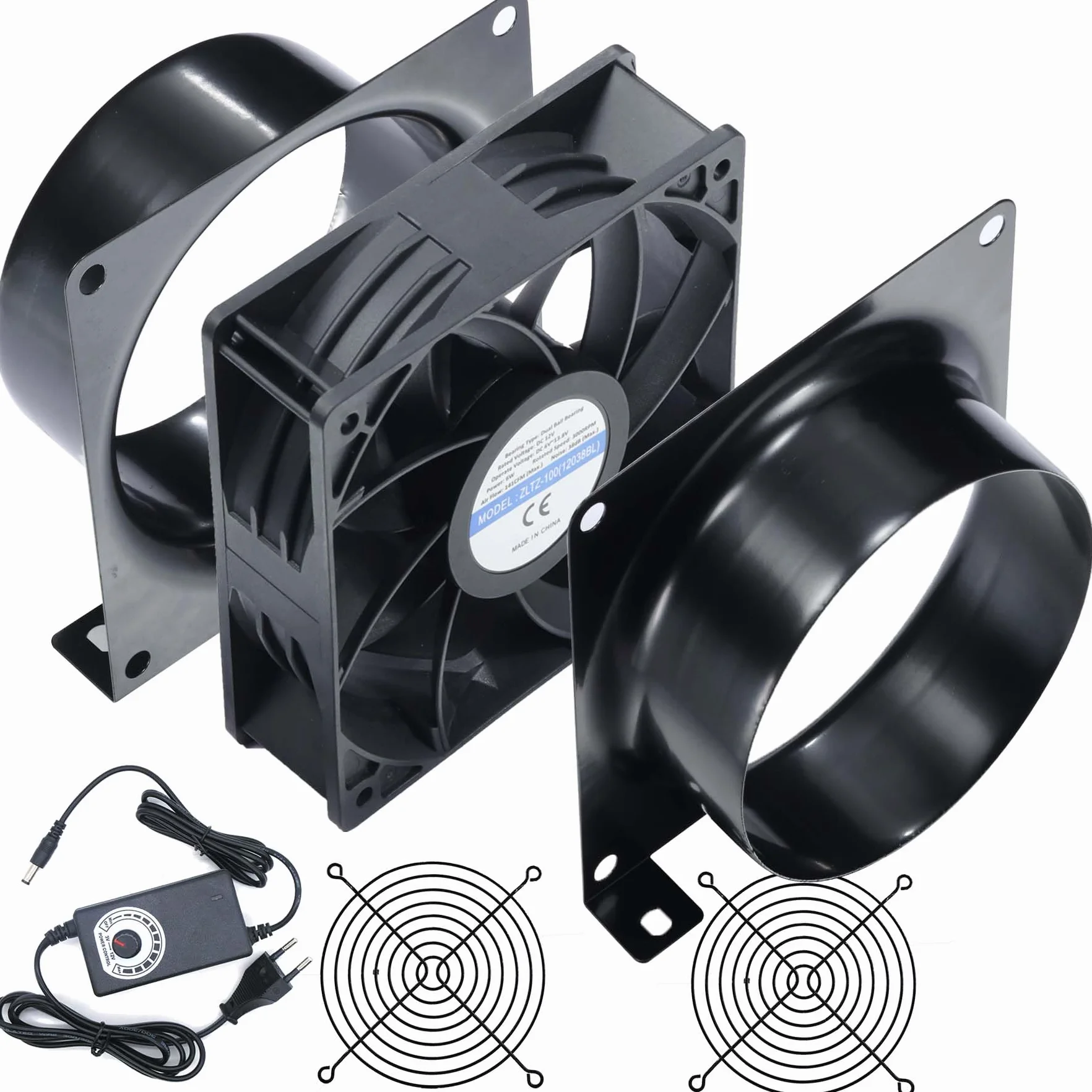 DC12 V wentylator rurowy 100 mm, 3000 obr./min, wentylator wyciągowy 100 mm, ze ściemniaczem 0~100%, adapter kanałowy, siatka do lasera 3D, kabina natryskowa, namiot do uprawy roślin, projekt "zrób to