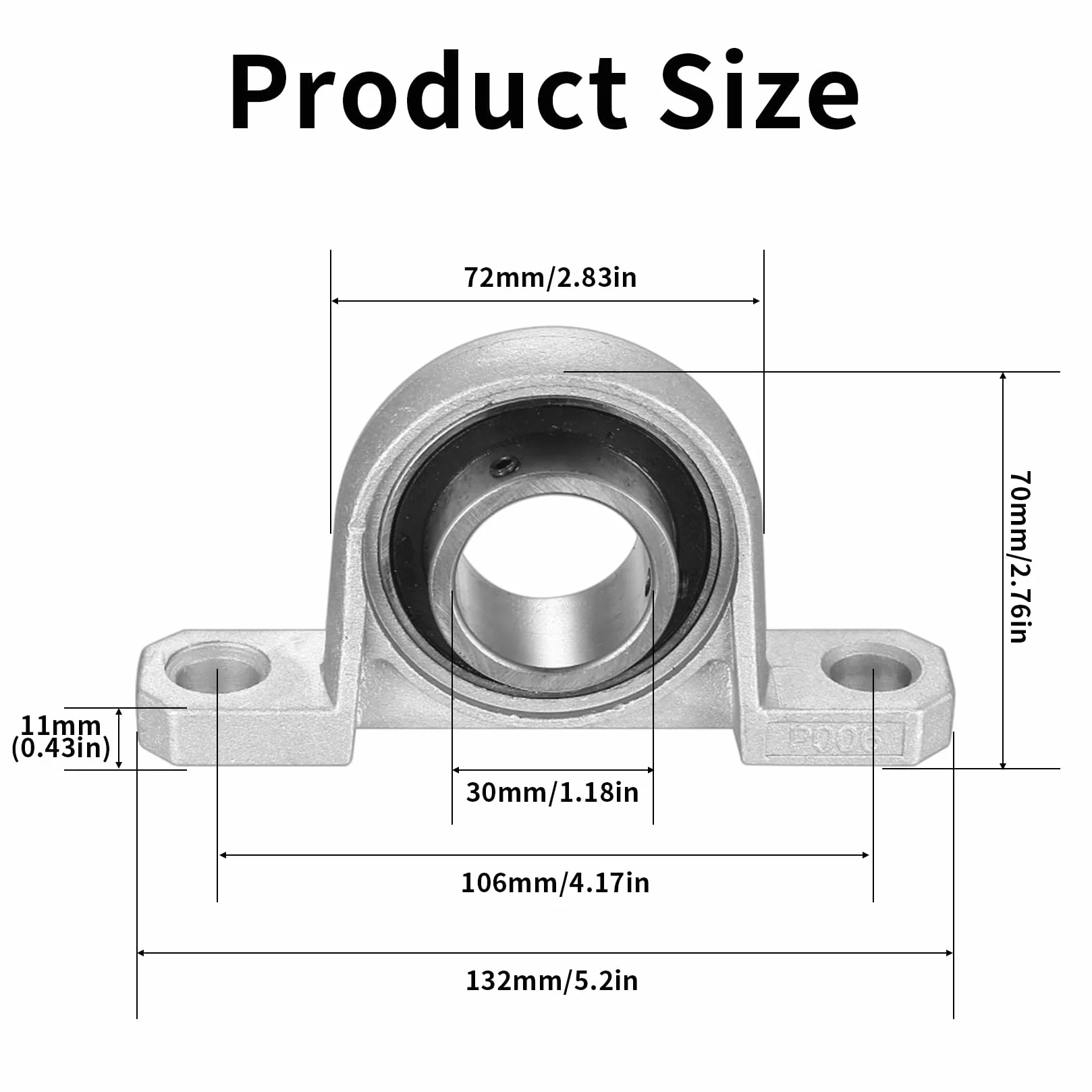 2 x łożysko 30 mm, średnica wewnętrzna 30 mm, łożysko obudowy ze stopu cynku, do drukarek 3D, maszyn drukarskich, maszyn z wałkiem osi (KP006)