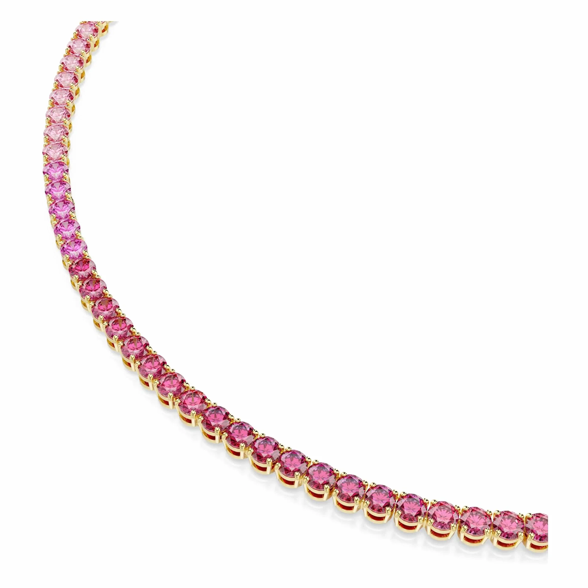 Swarovski Naszyjnik Tennis Matrix, Szlif okrągły, Różowy, Powłoka w odcieniu złota